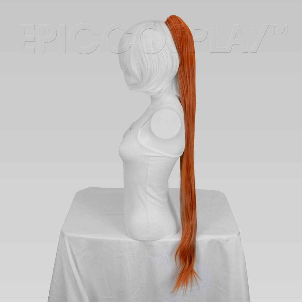 35" Autumn Orange Straight Ponytail Clipon