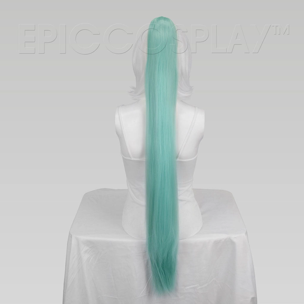 35" Mint Green Straight Ponytail Clipon