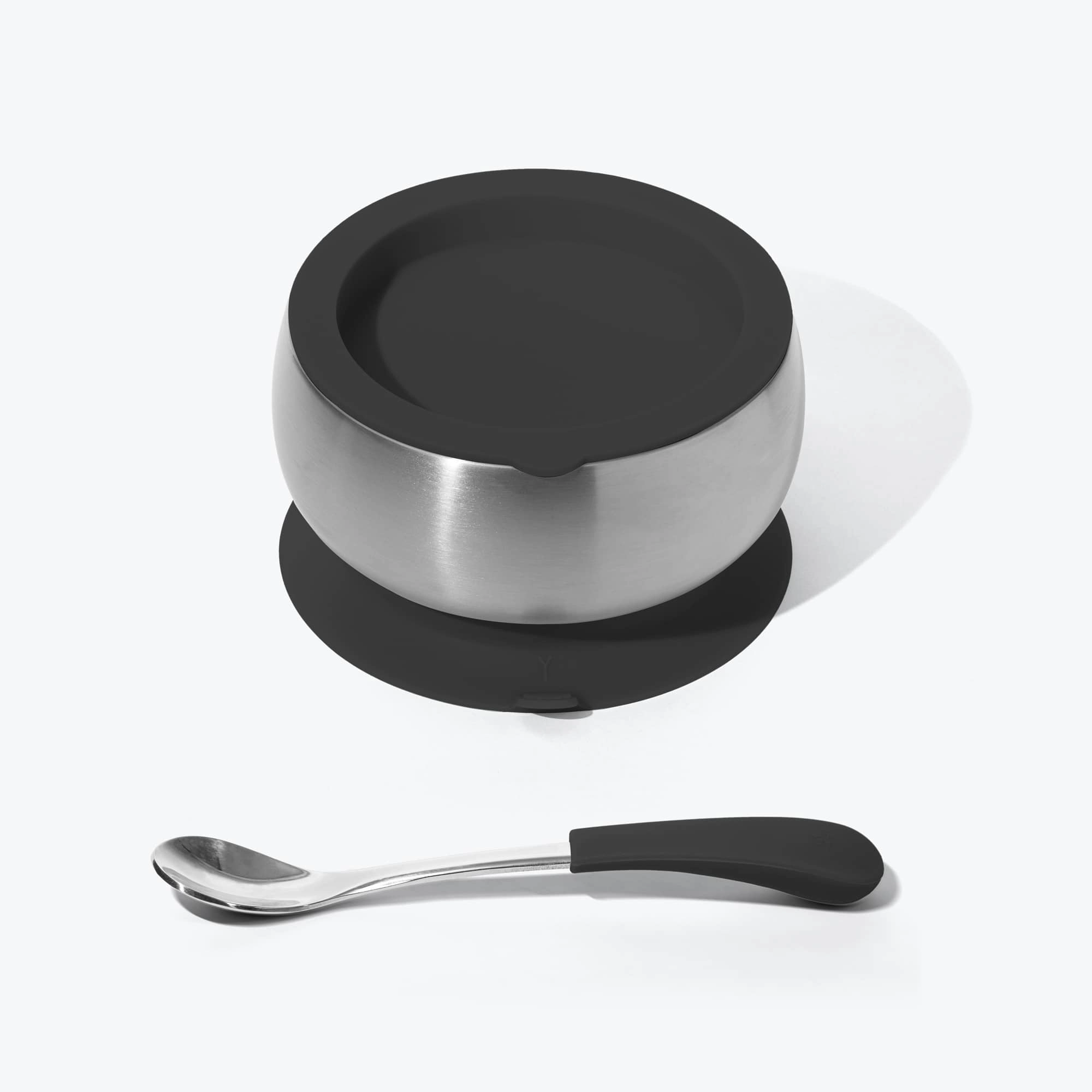 Avanchy Stainless Steel Baby Bowl With Spoon Combo   Air Tight Lid - Black