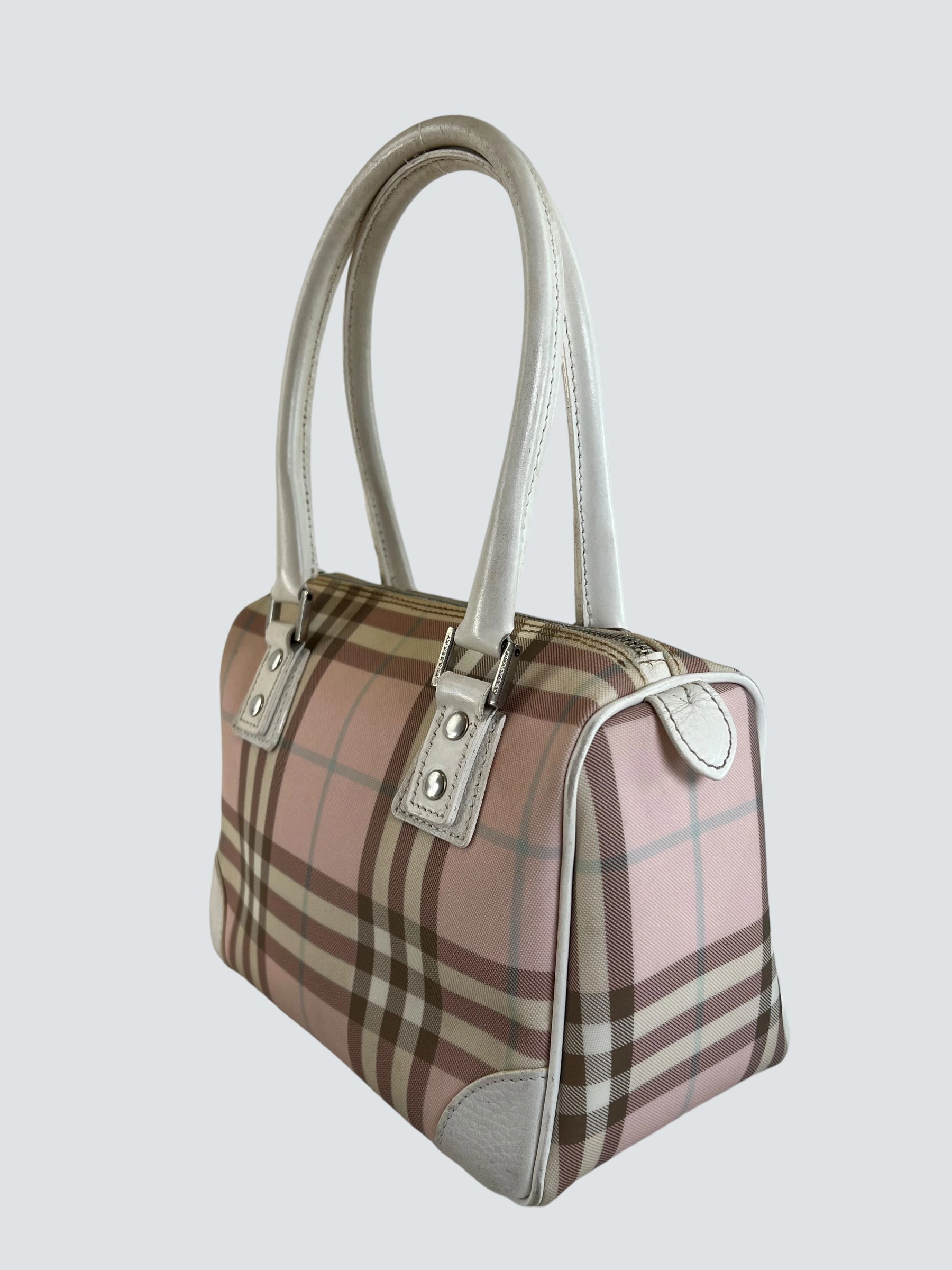 Burberry Pink Tote Vintage Checked Tote  Handbag