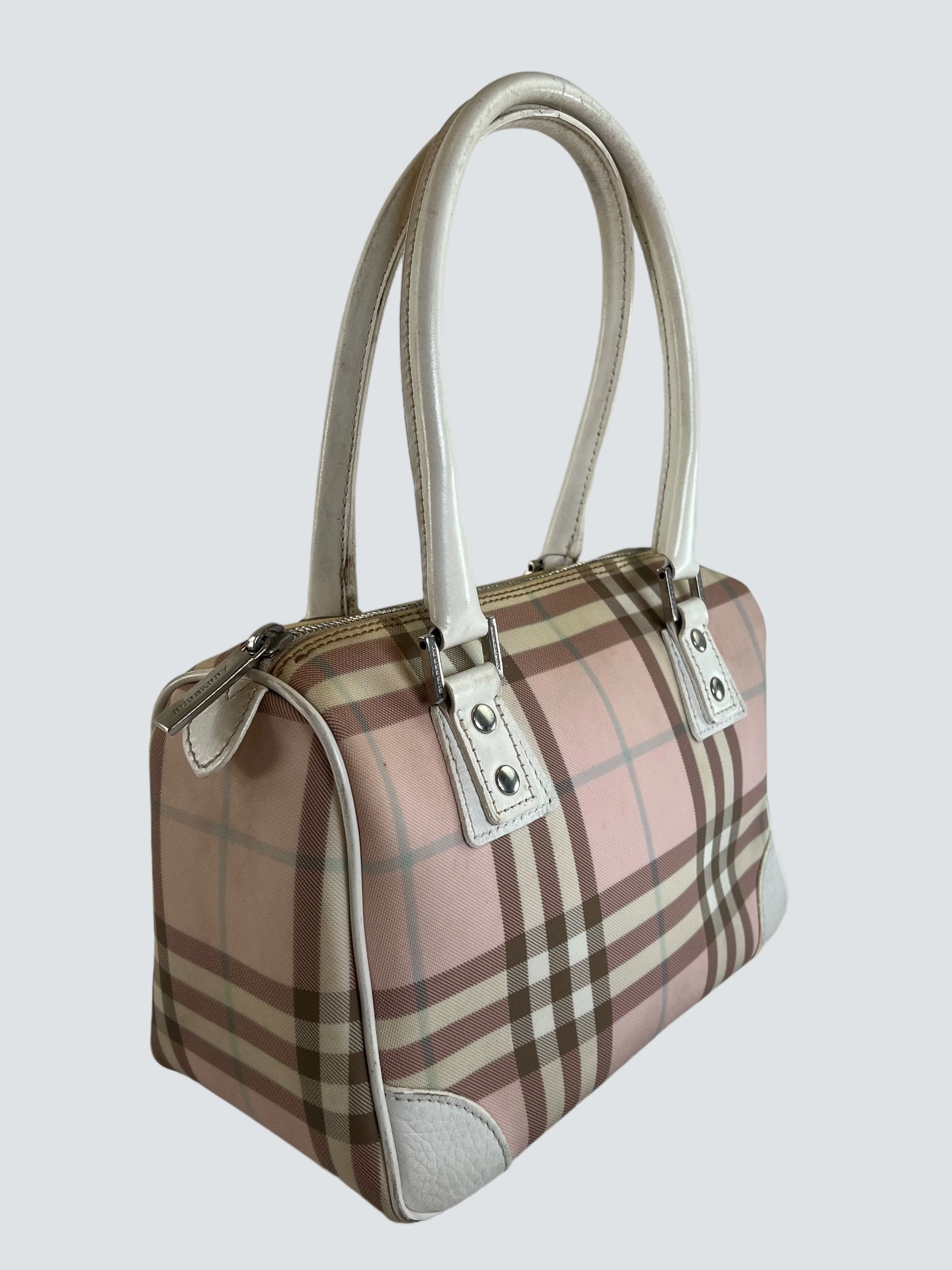 Burberry Pink Tote Vintage Checked Tote  Handbag