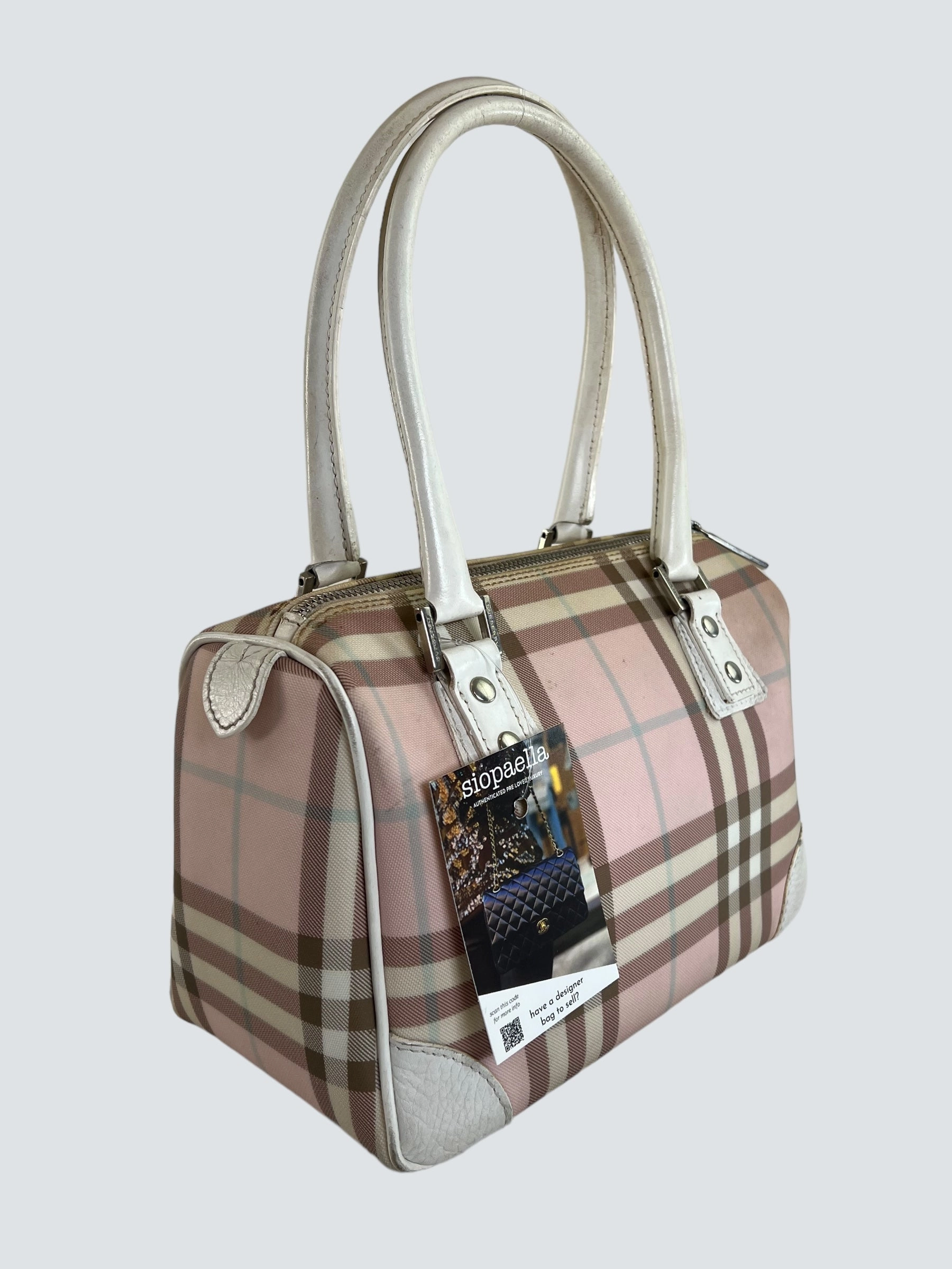 Burberry Pink Tote Vintage Checked Tote  Handbag