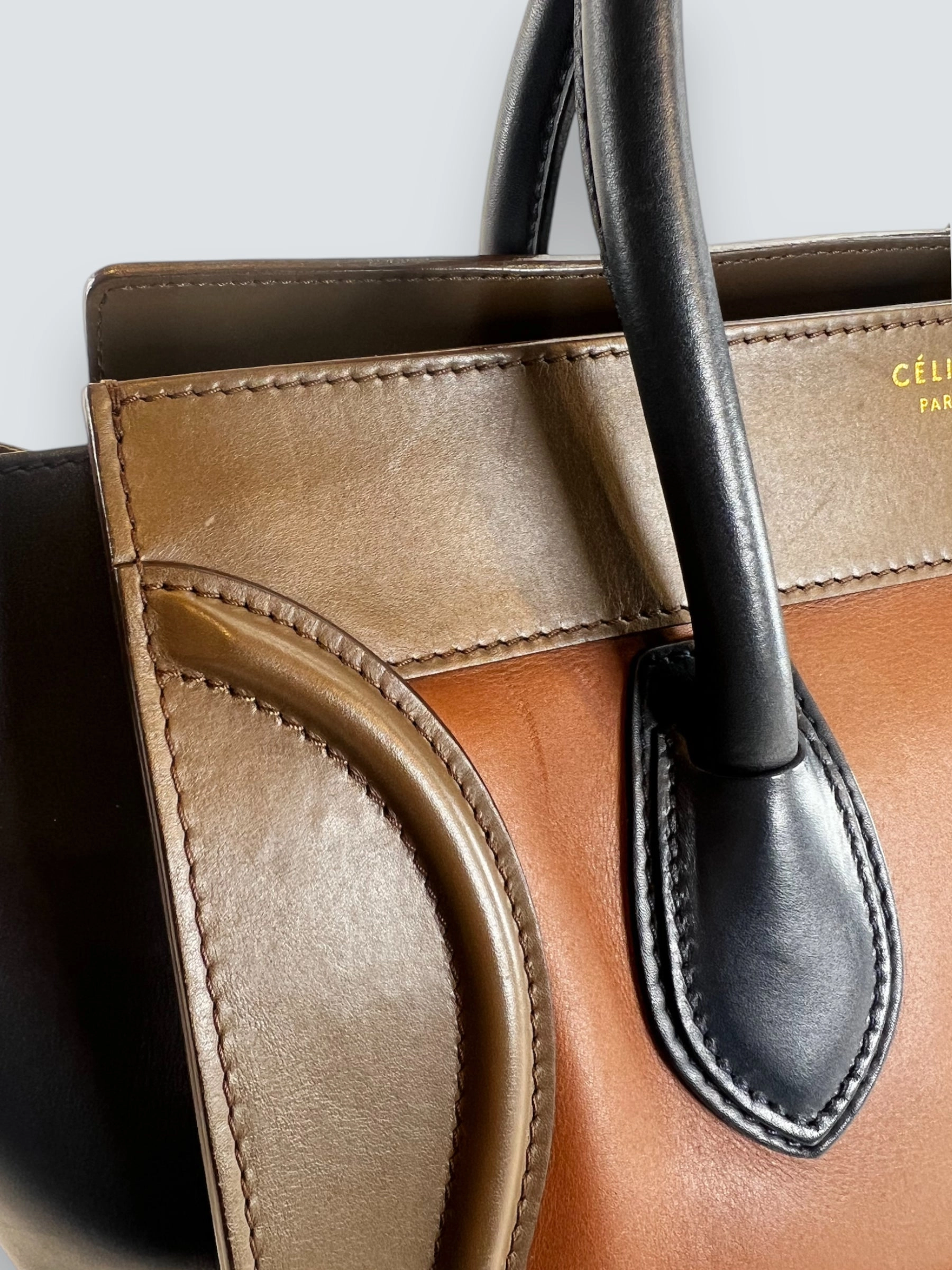 Celine Multi Colour Calf Leather Phantom Luggage Tote Handbag