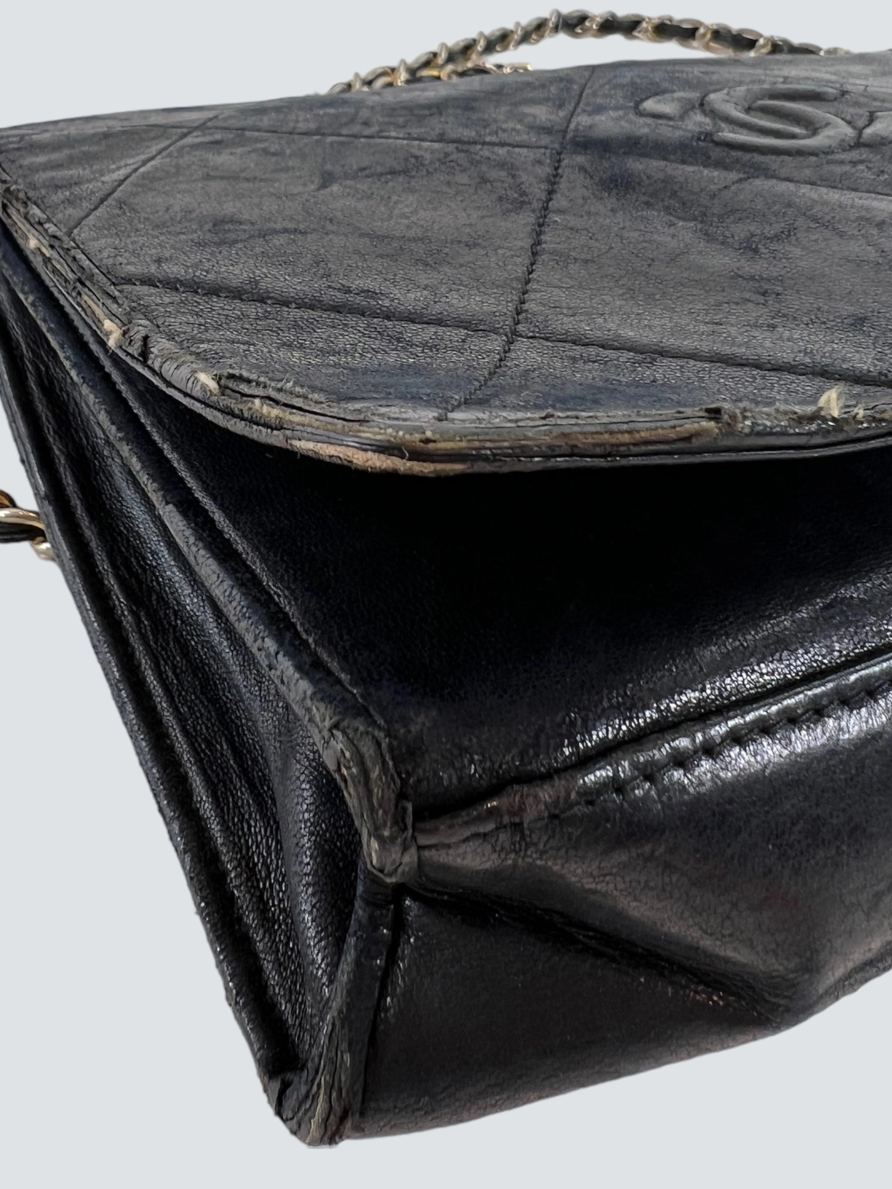 Chanel Black Lamskin Vintage Shoulder Handbag