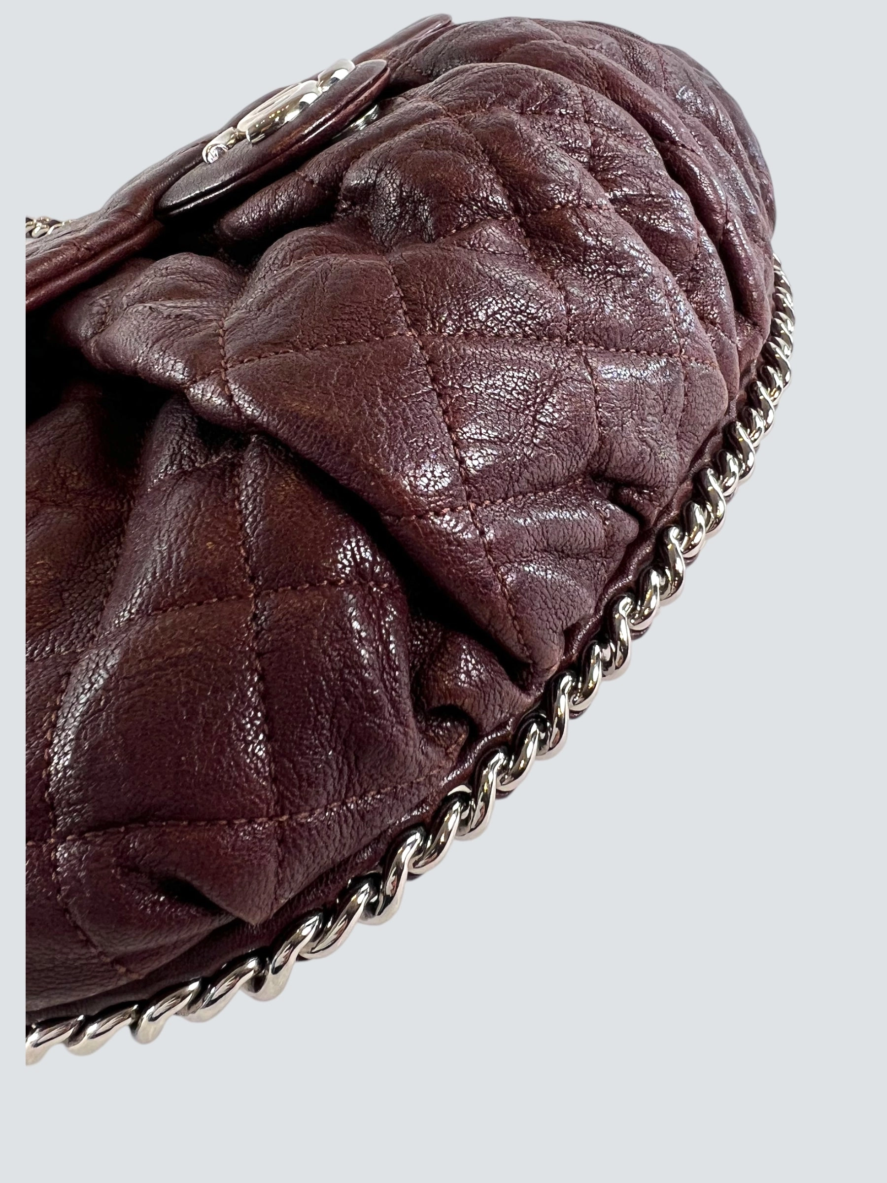 Chanel Burgundy Leather Chain Around Shoulder Bag