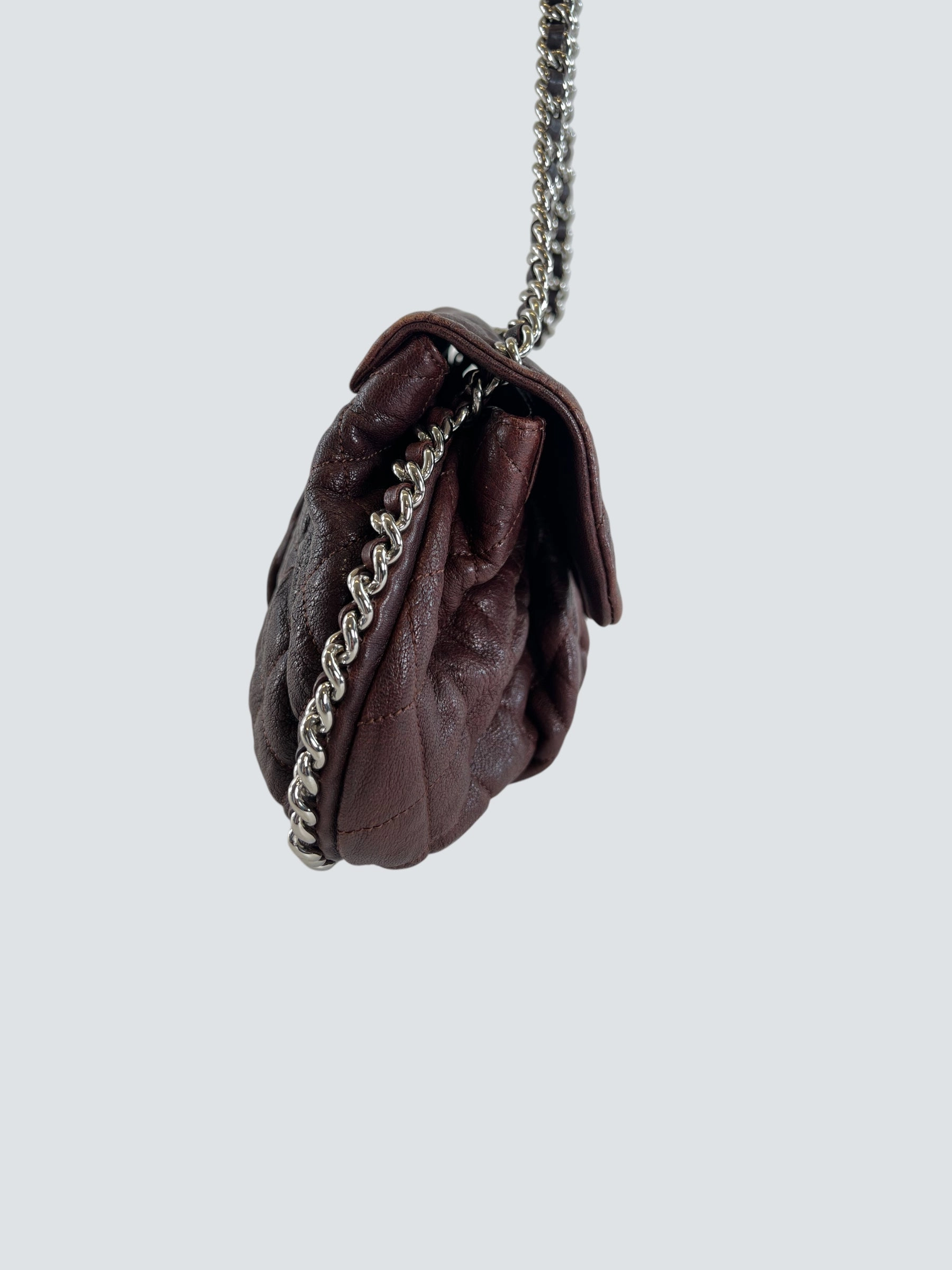 Chanel Burgundy Leather Chain Around Shoulder Bag