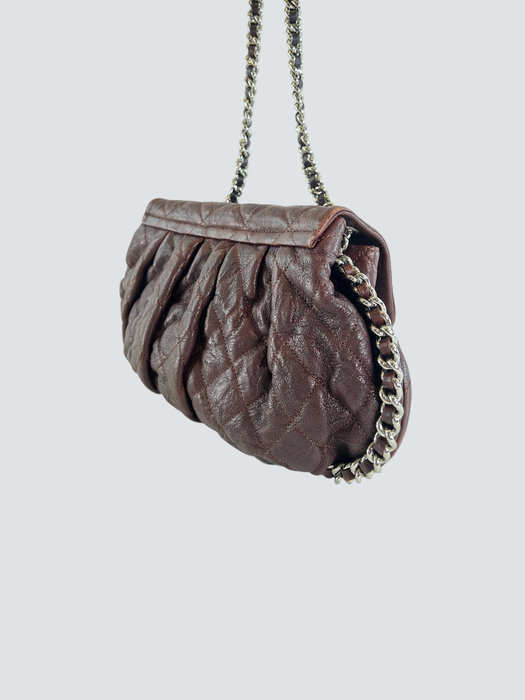 Chanel Burgundy Leather Chain Around Shoulder Bag
