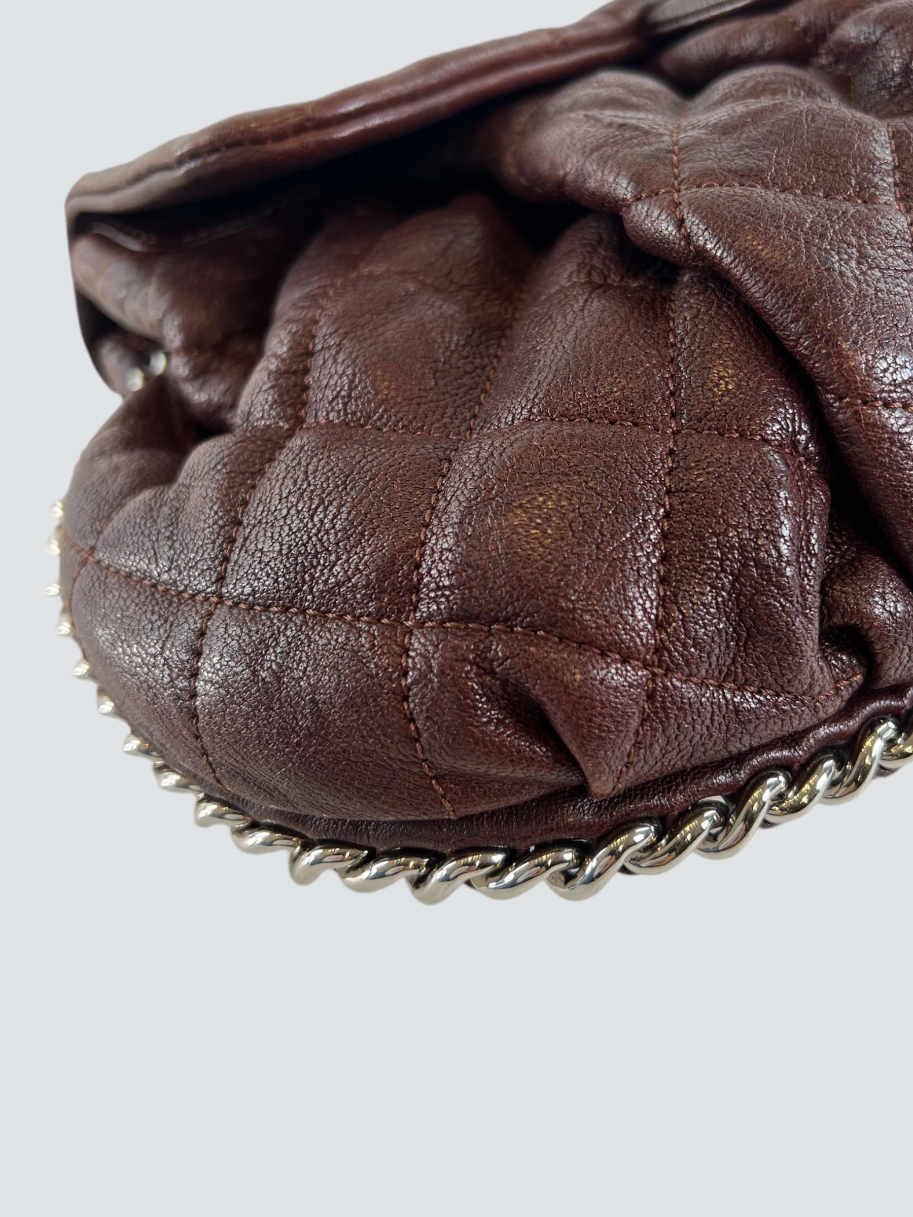 Chanel Burgundy Leather Chain Around Shoulder Bag