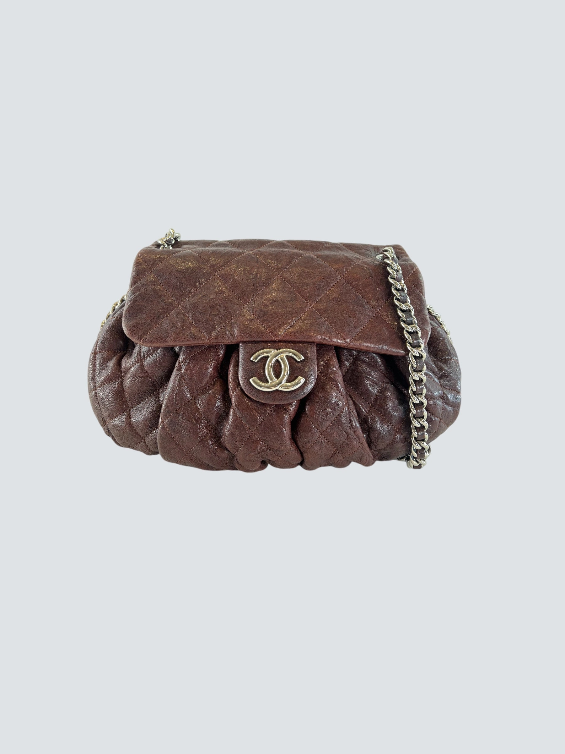Chanel Burgundy Leather Chain Around Shoulder Bag