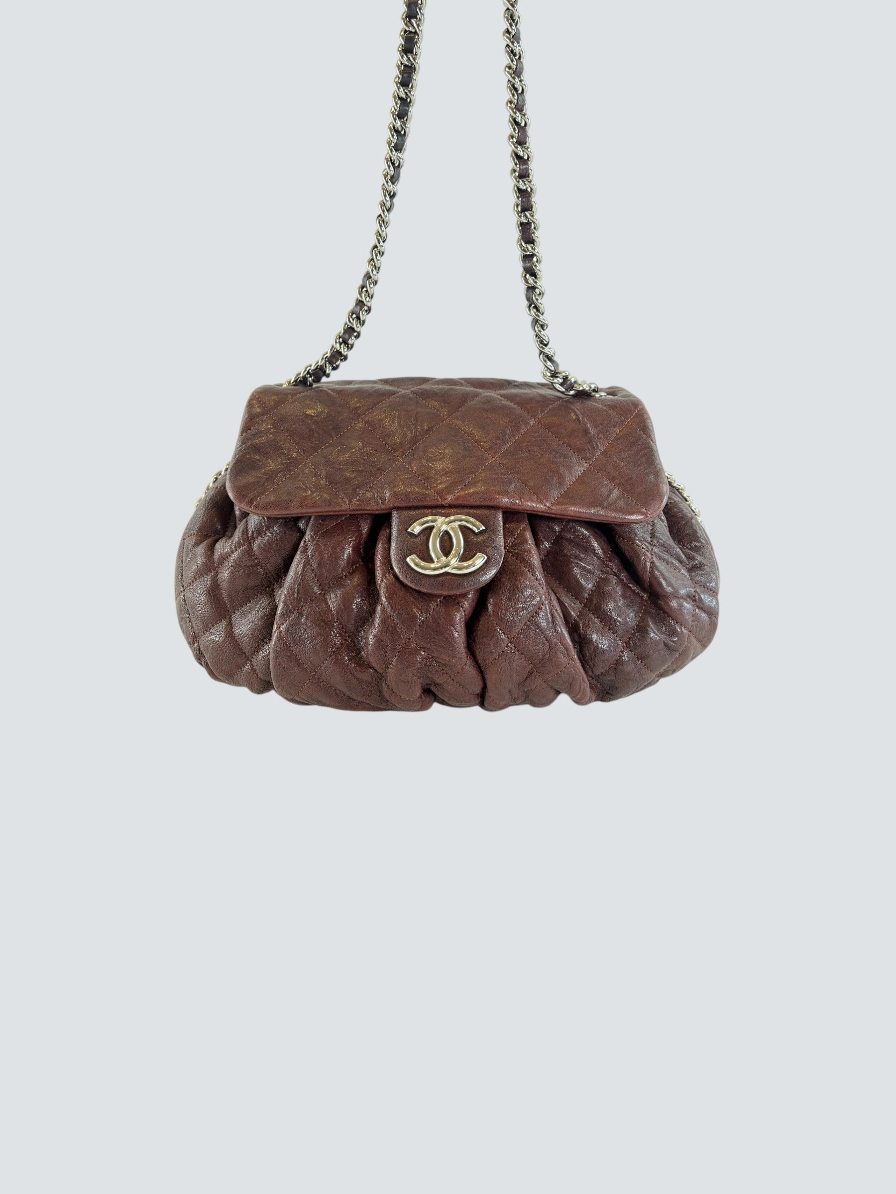 Chanel Burgundy Leather Chain Around Shoulder Bag