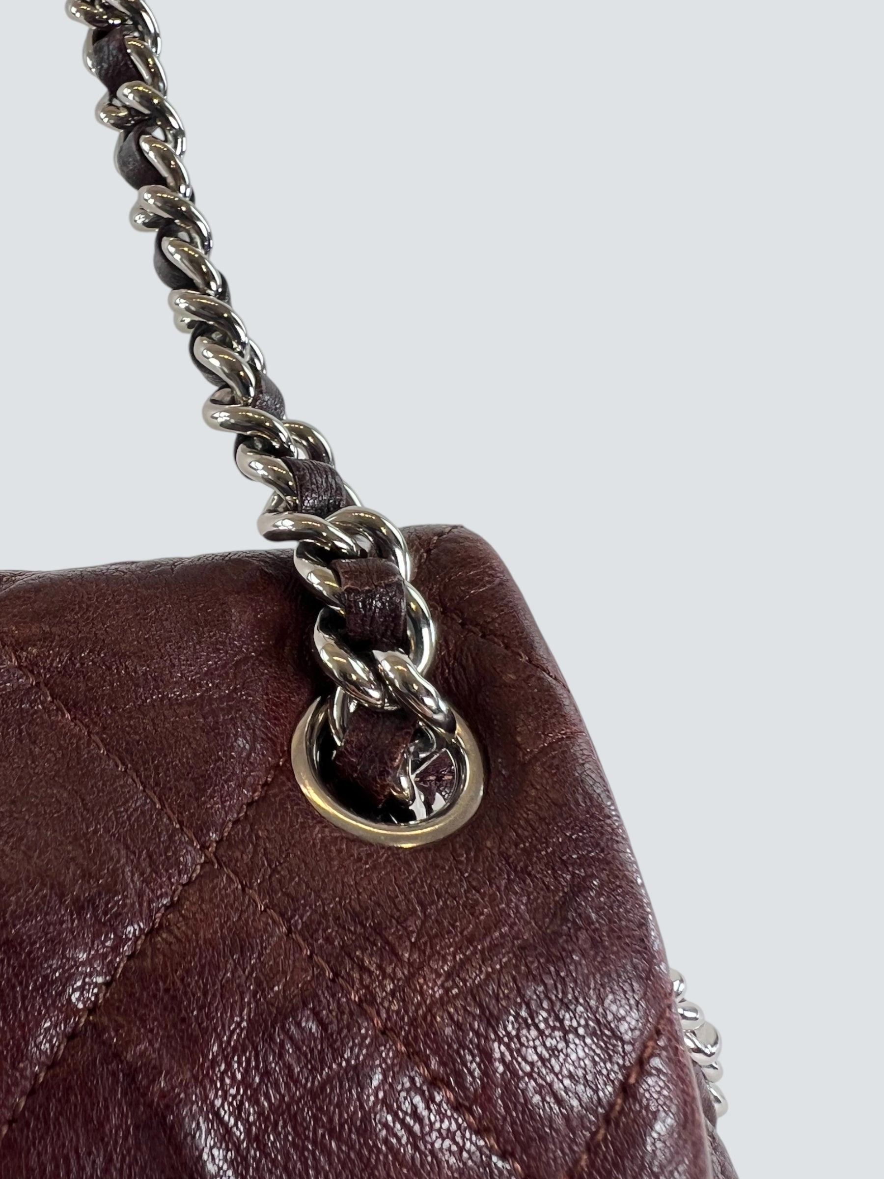 Chanel Burgundy Leather Chain Around Shoulder Bag