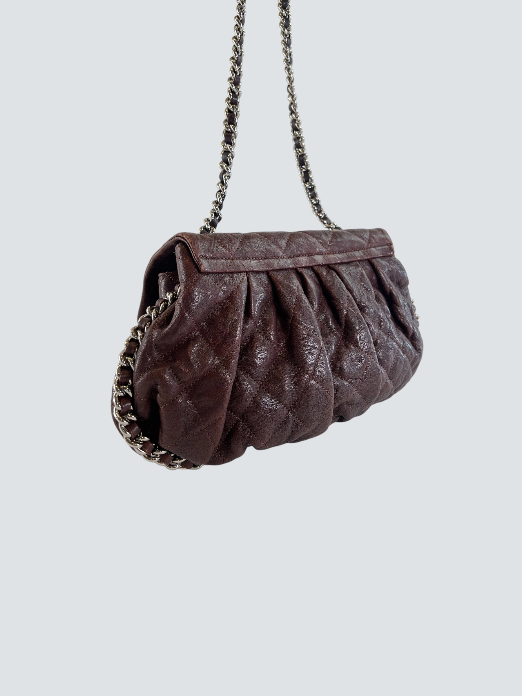 Chanel Burgundy Leather Chain Around Shoulder Bag