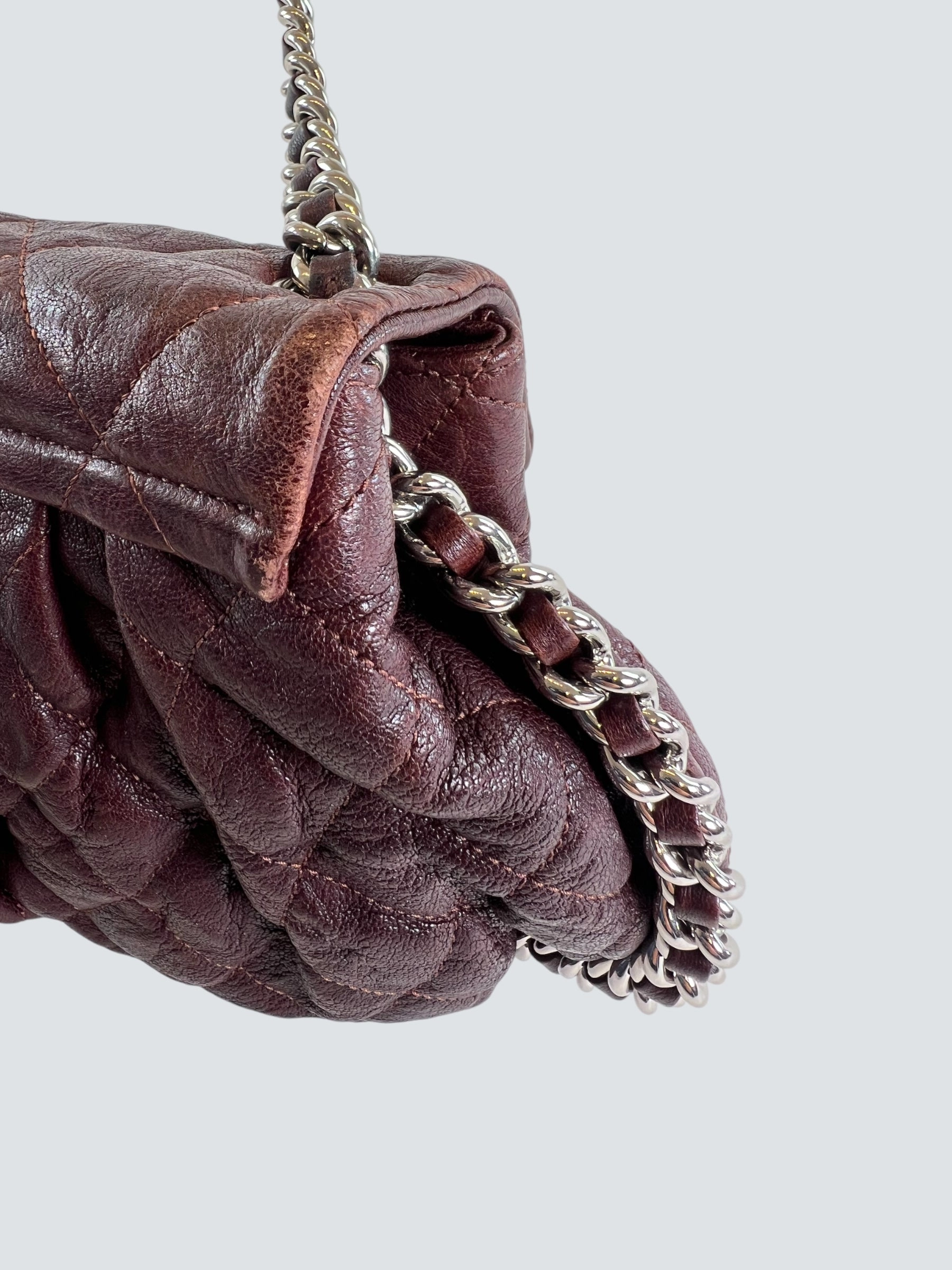 Chanel Burgundy Leather Chain Around Shoulder Bag