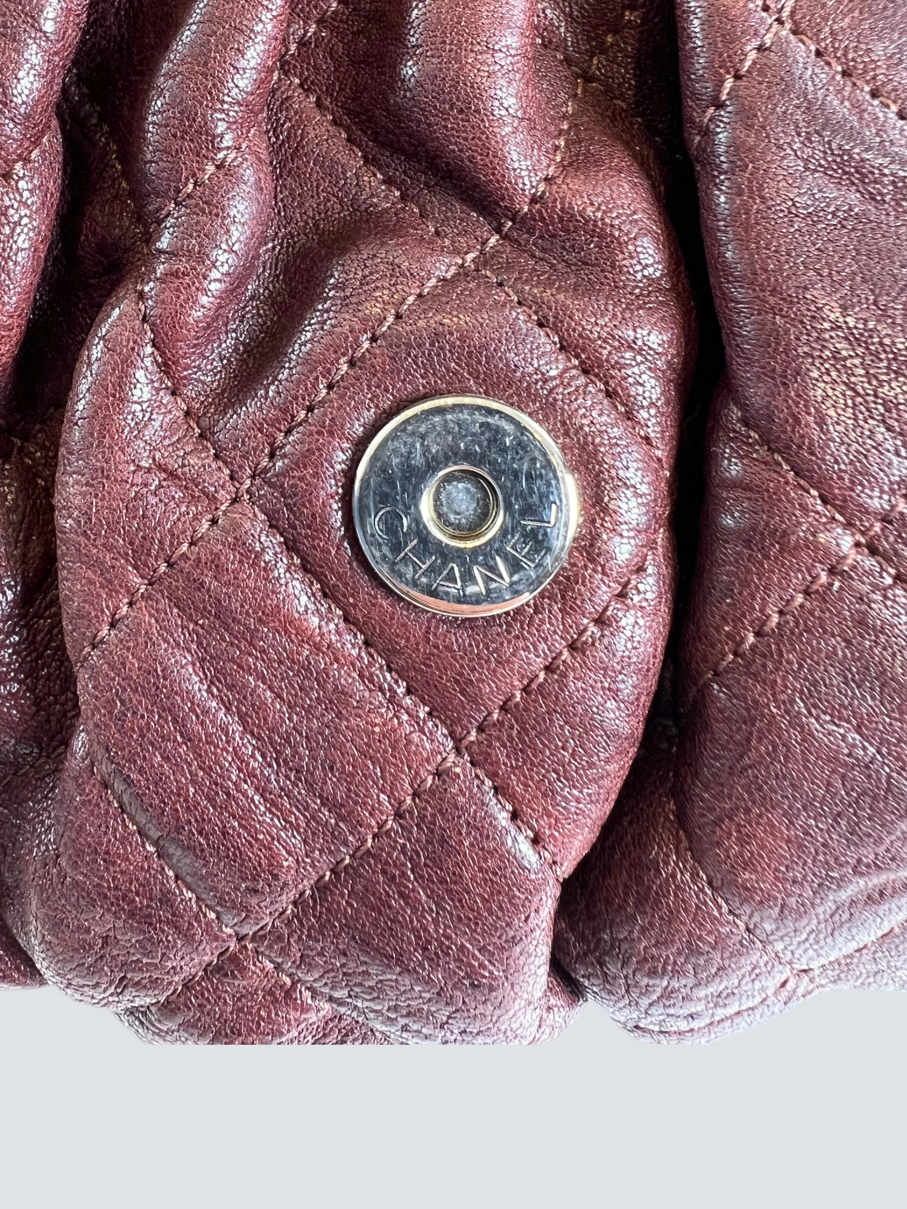 Chanel Burgundy Leather Chain Around Shoulder Bag