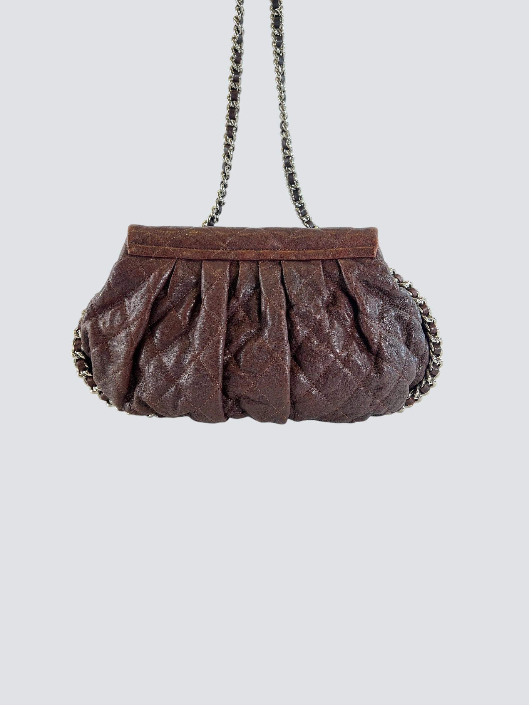 Chanel Burgundy Leather Chain Around Shoulder Bag