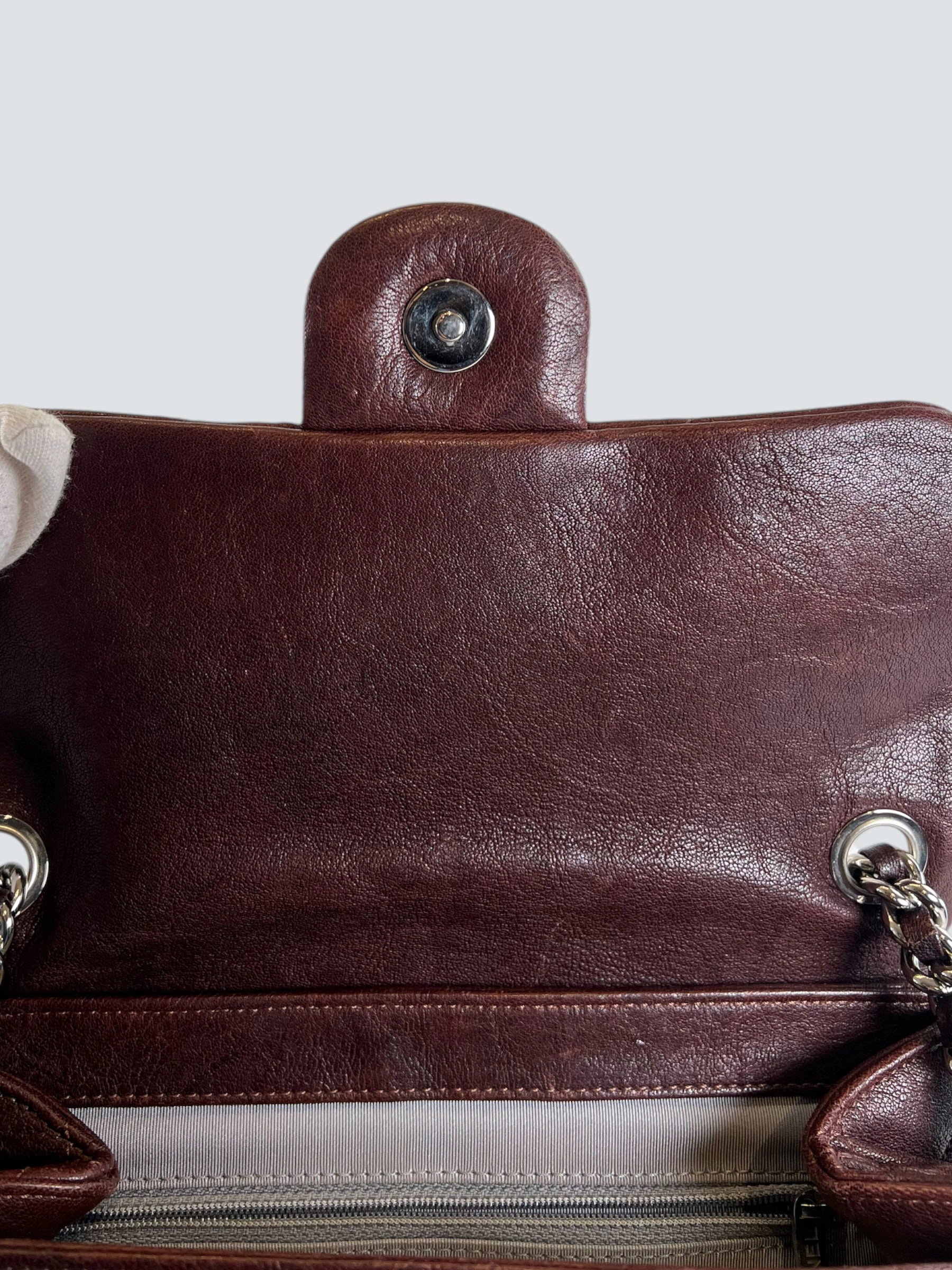 Chanel Burgundy Leather Chain Around Shoulder Bag