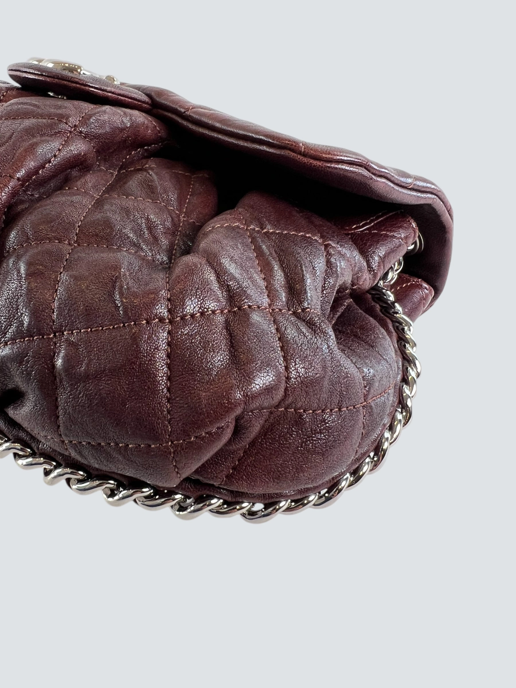 Chanel Burgundy Leather Chain Around Shoulder Bag