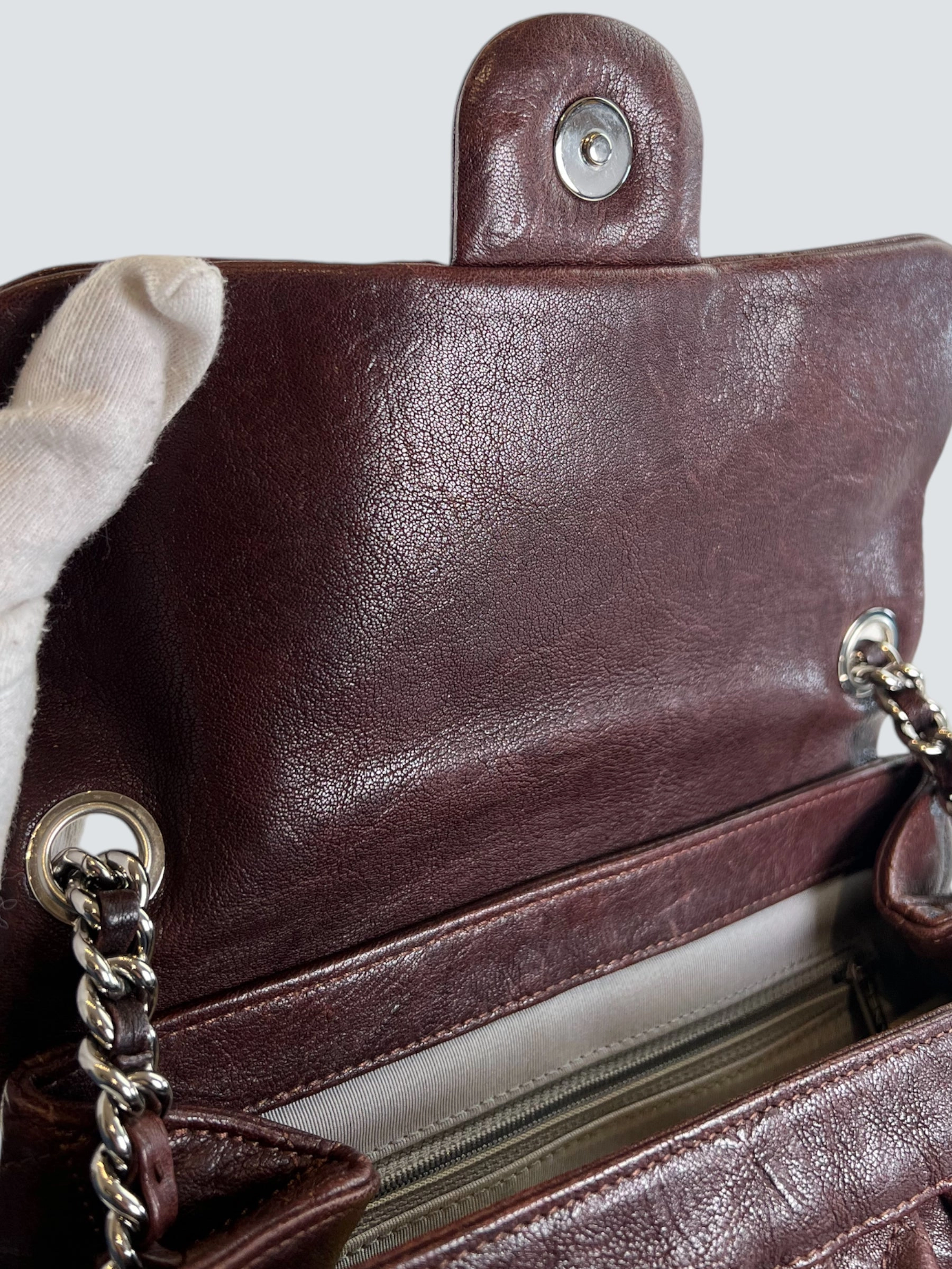 Chanel Burgundy Leather Chain Around Shoulder Bag