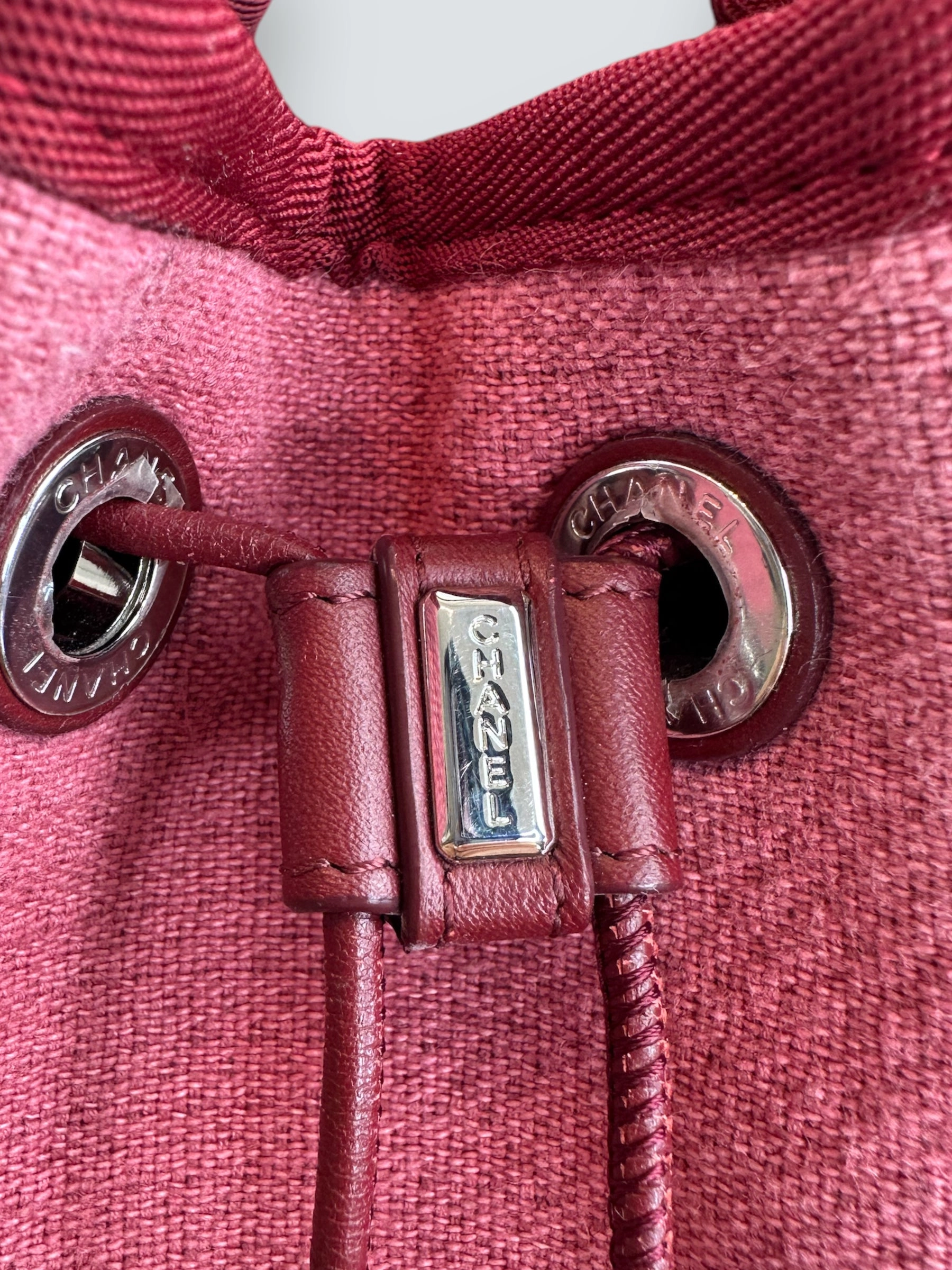 Chanel Red Tweed and Leather Backpack