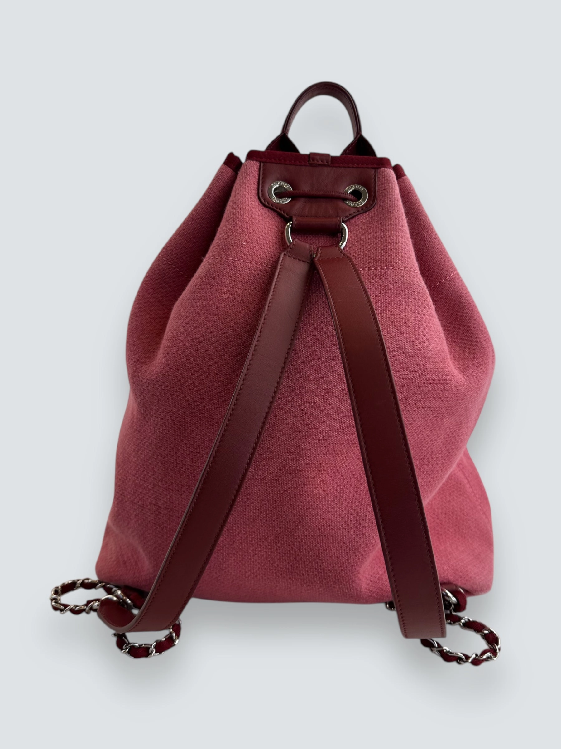Chanel Red Tweed and Leather Backpack