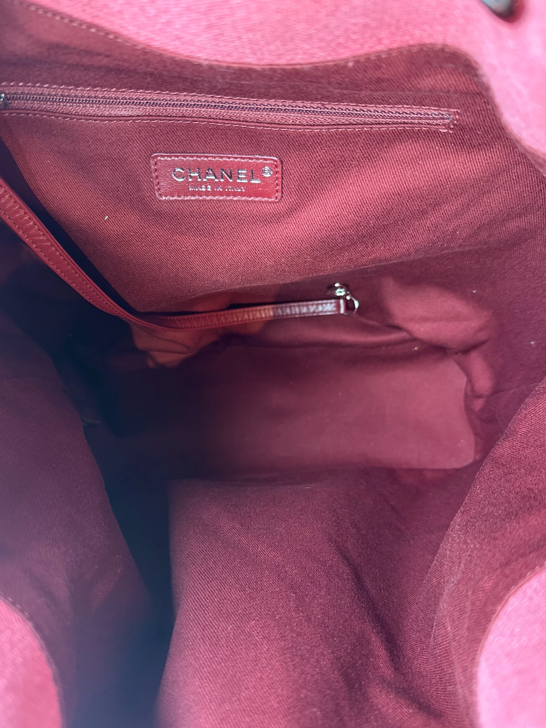 Chanel Red Tweed and Leather Backpack