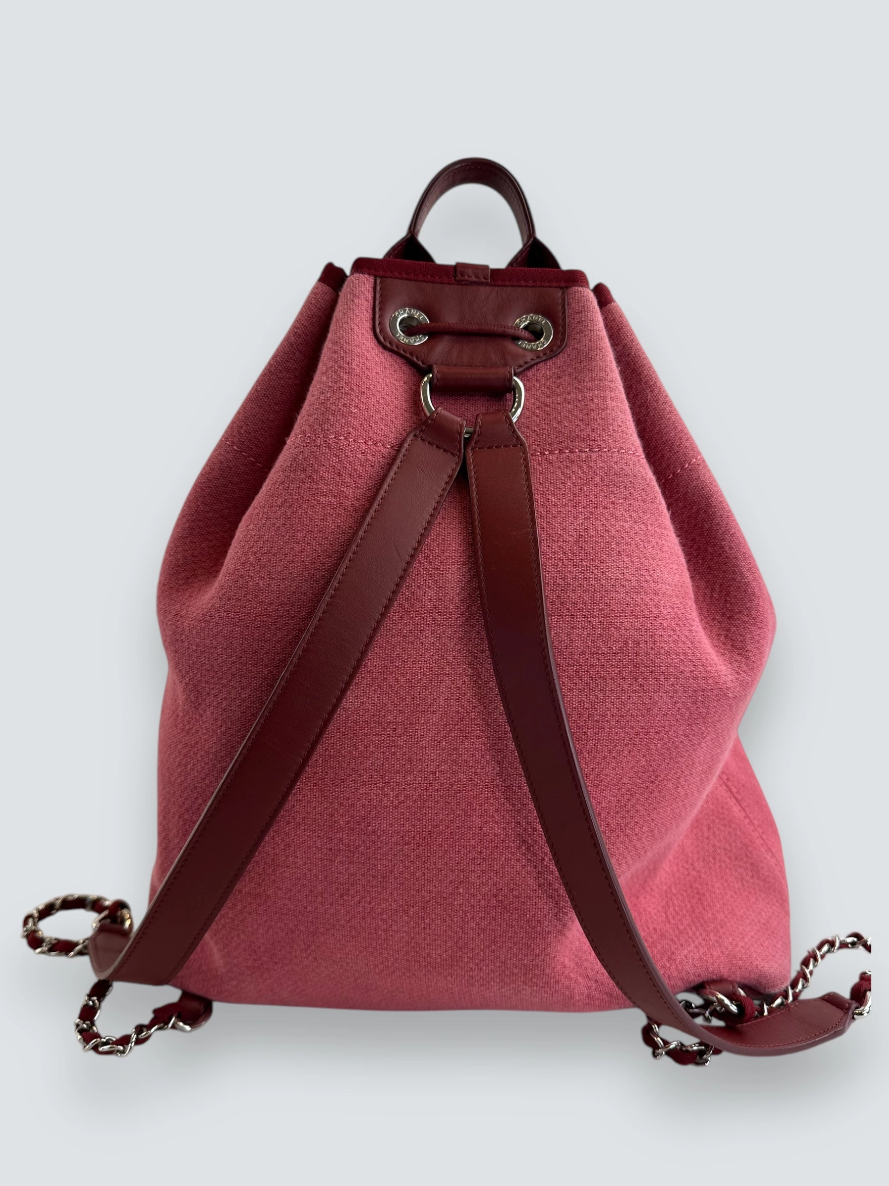 Chanel Red Tweed and Leather Backpack