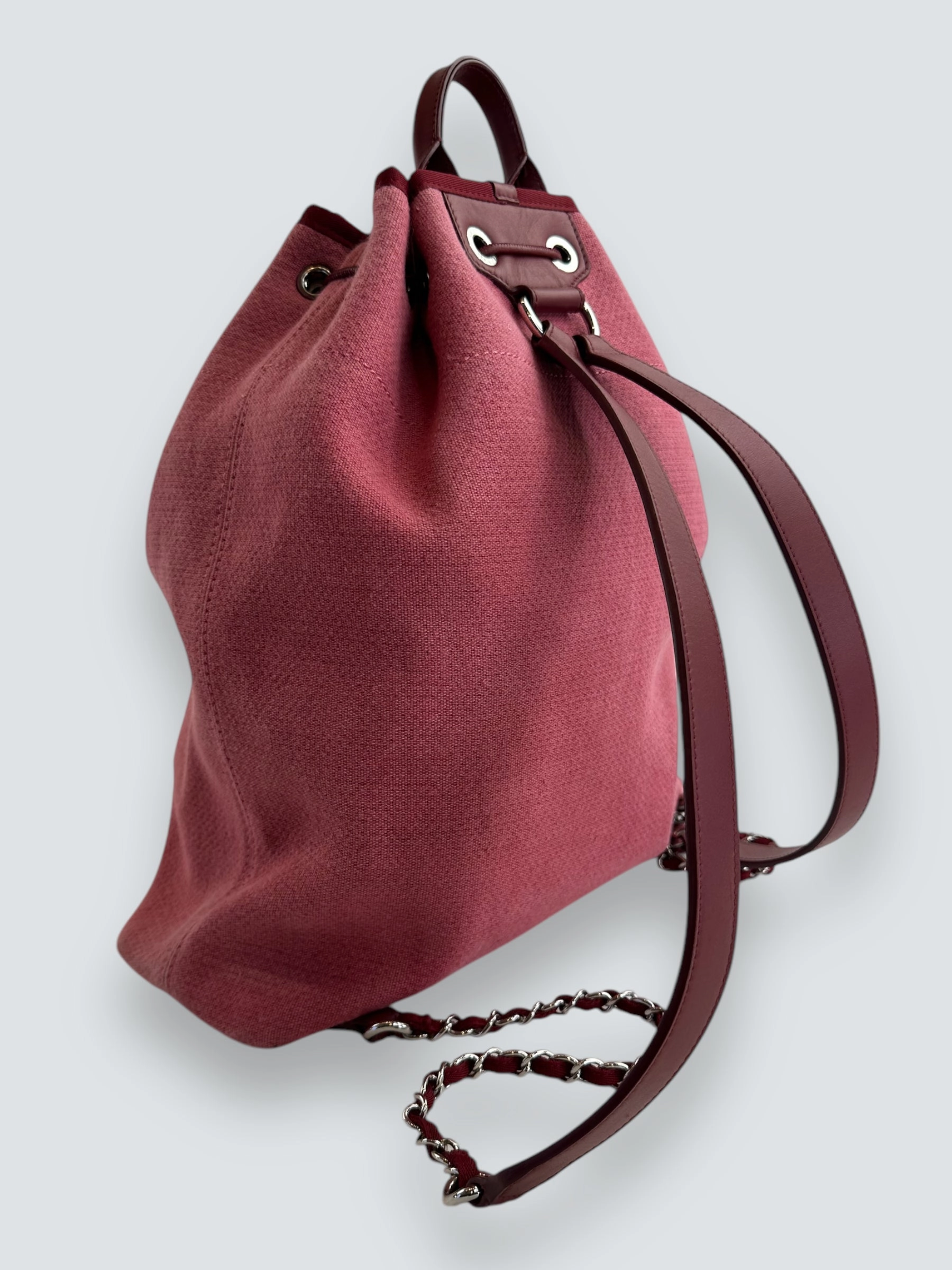 Chanel Red Tweed and Leather Backpack