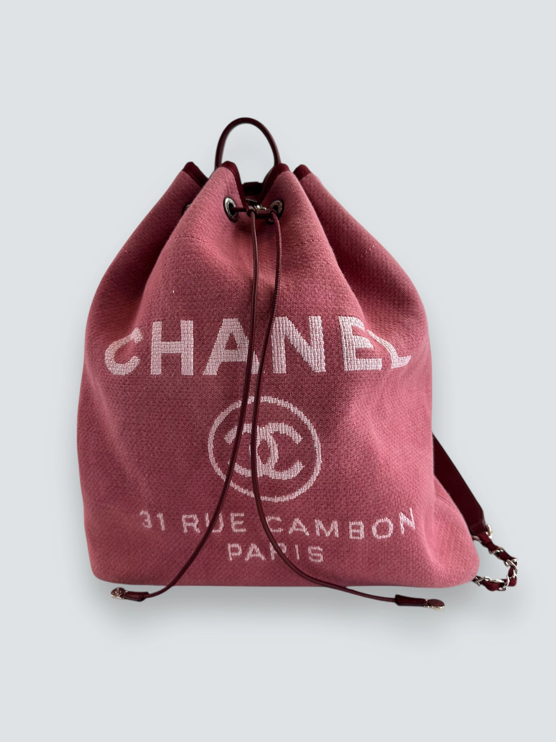 Chanel Red Tweed and Leather Backpack