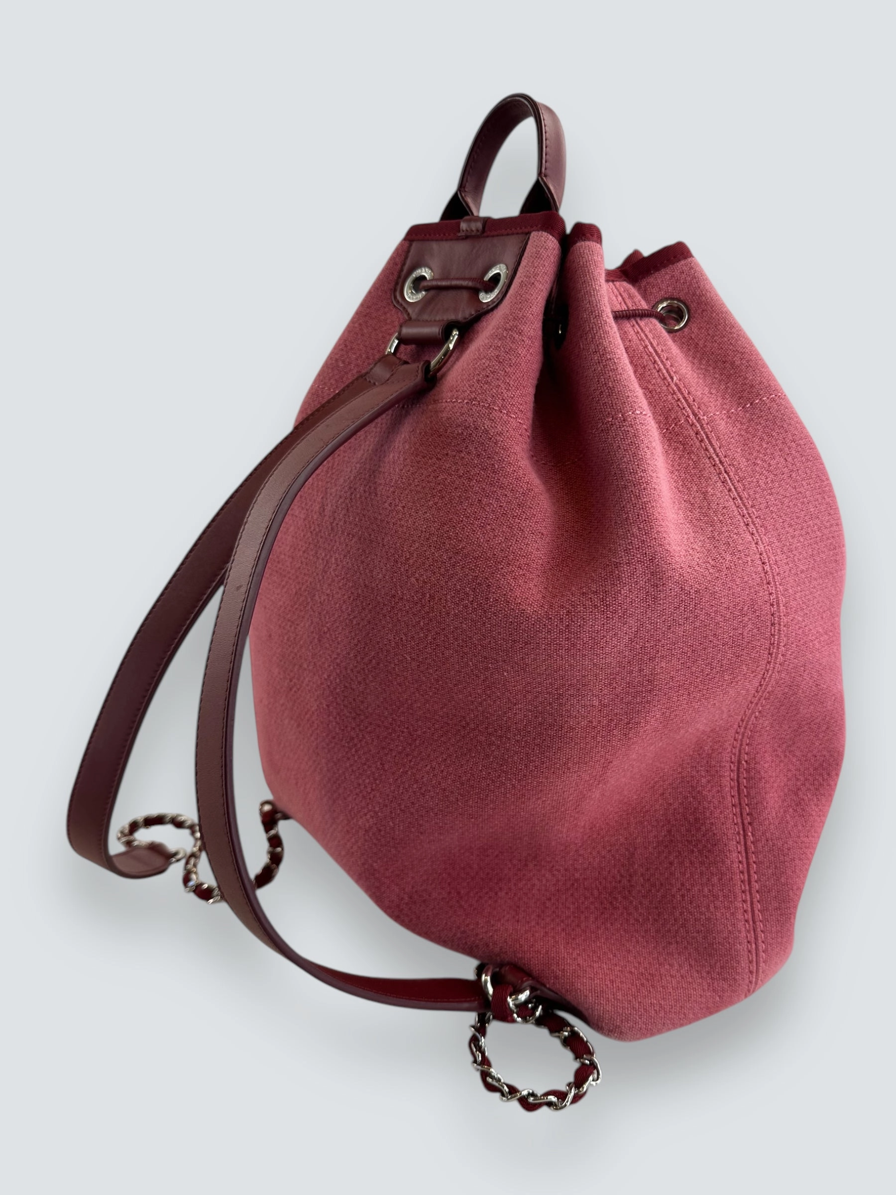 Chanel Red Tweed and Leather Backpack