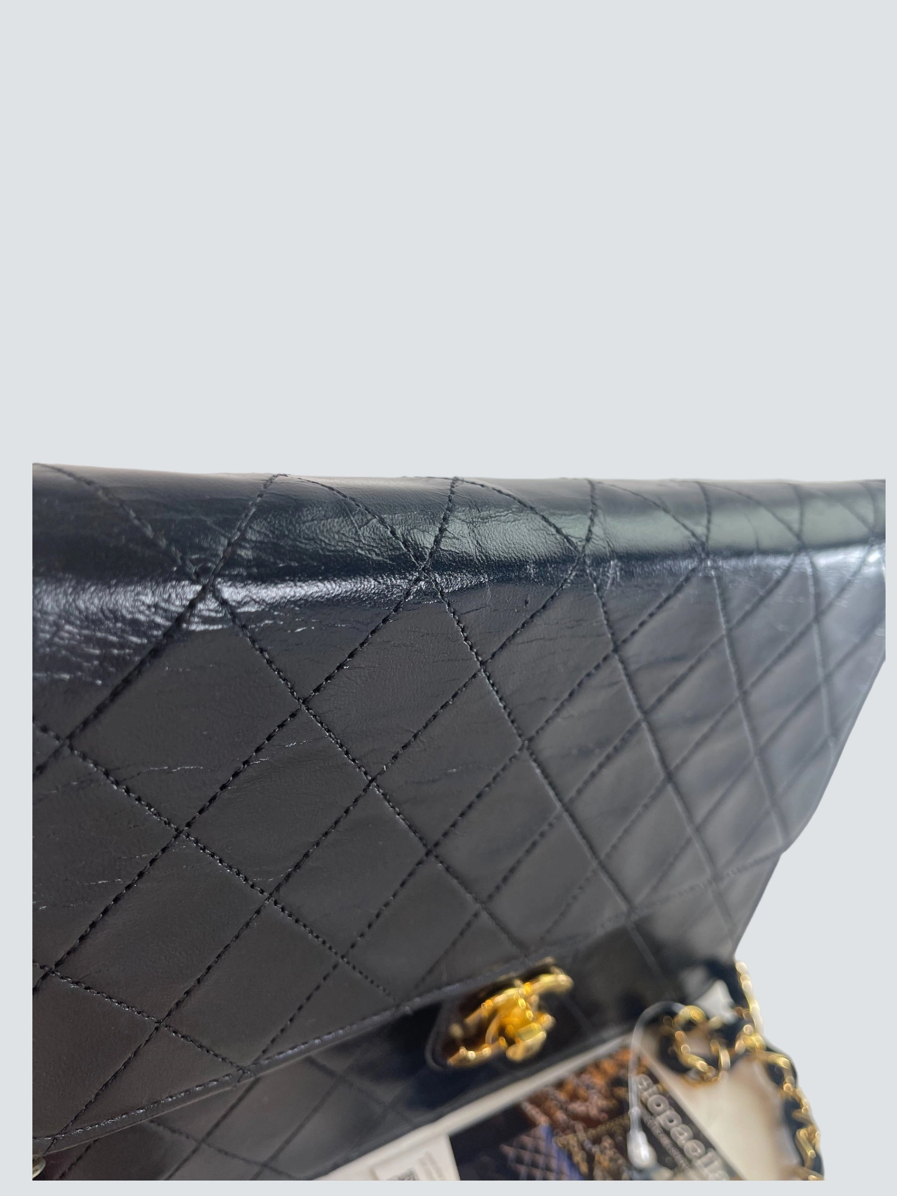 Chanel Vintage Black Lambskin Leather Small Shoulder Bag