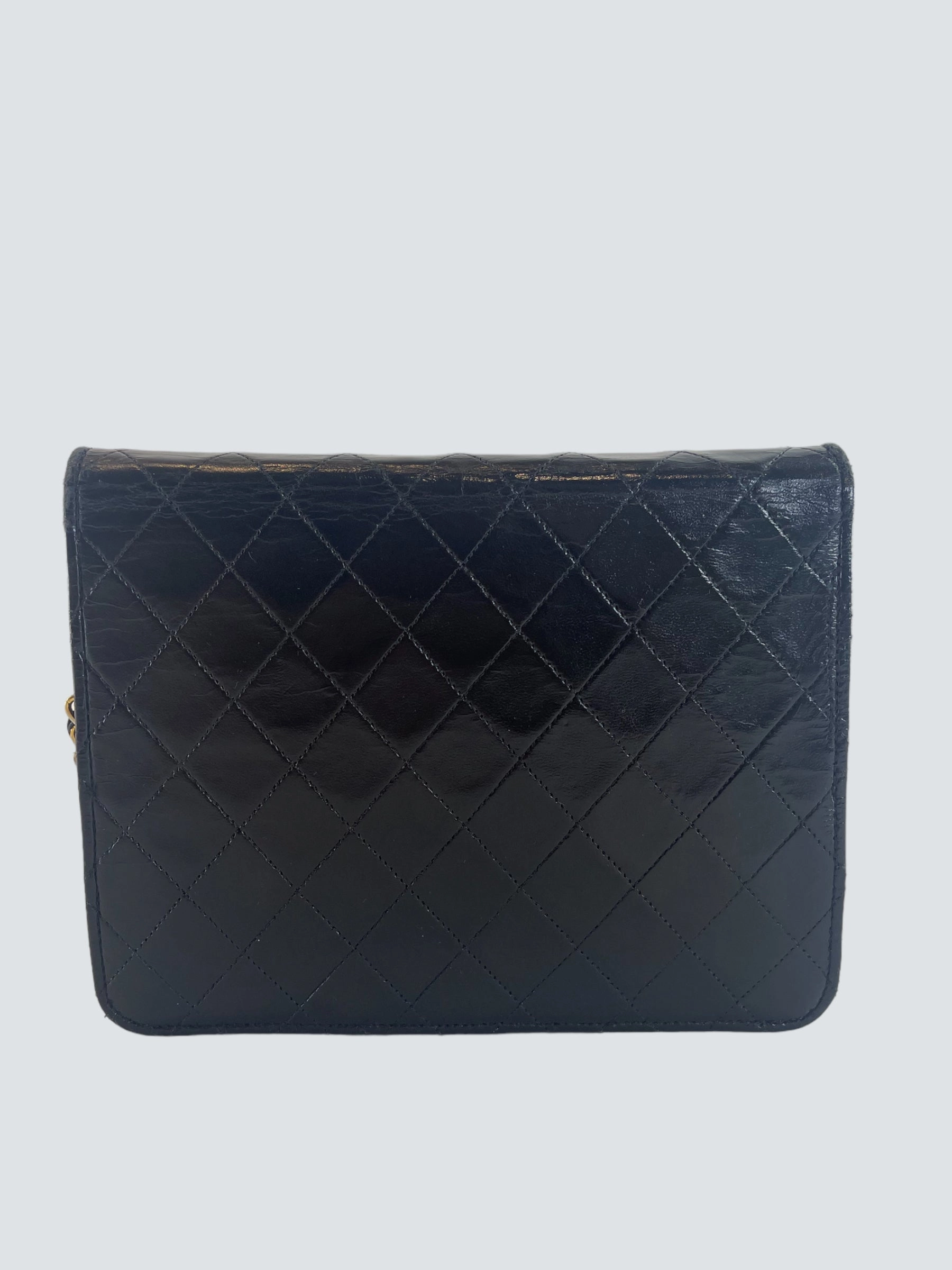 Chanel Vintage Black Lambskin Leather Small Shoulder Bag