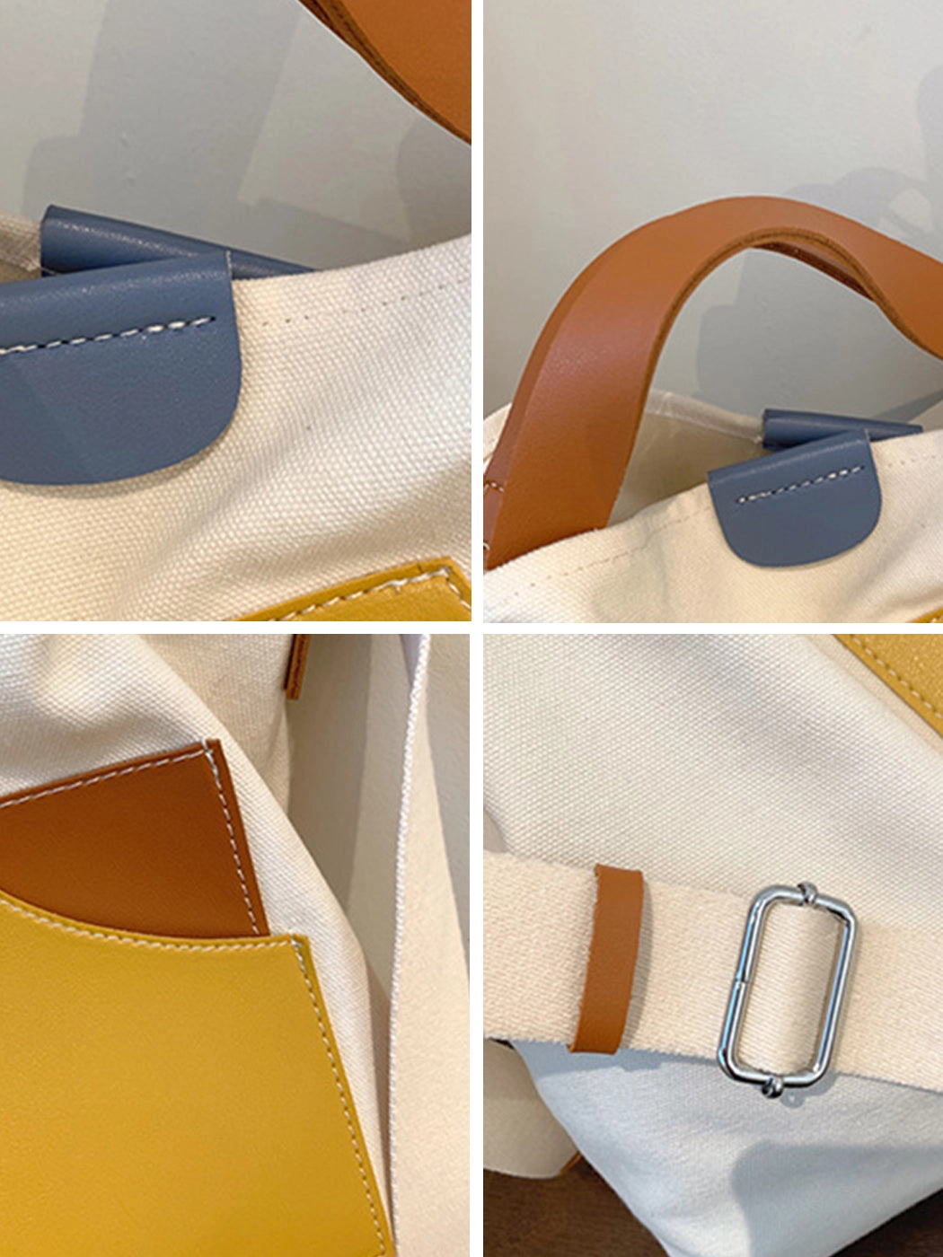 Chic Colorblock Canvas Tote Bag