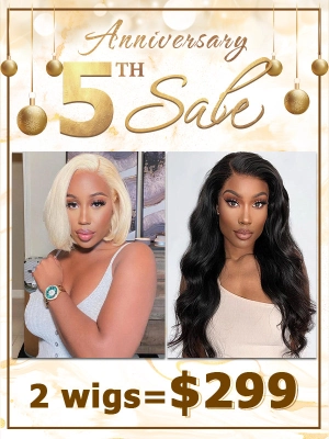 Chinalacewig Anniversary Sale Blonde 613 Bob And Black Body Wave Transparent Lace Wigs CD04