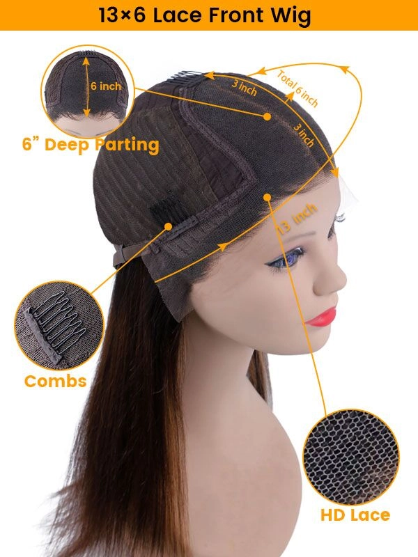 Chinalacewig Ombre Chocolate Brown Curly Compact 13X6 HD Lace Front Wig CF423