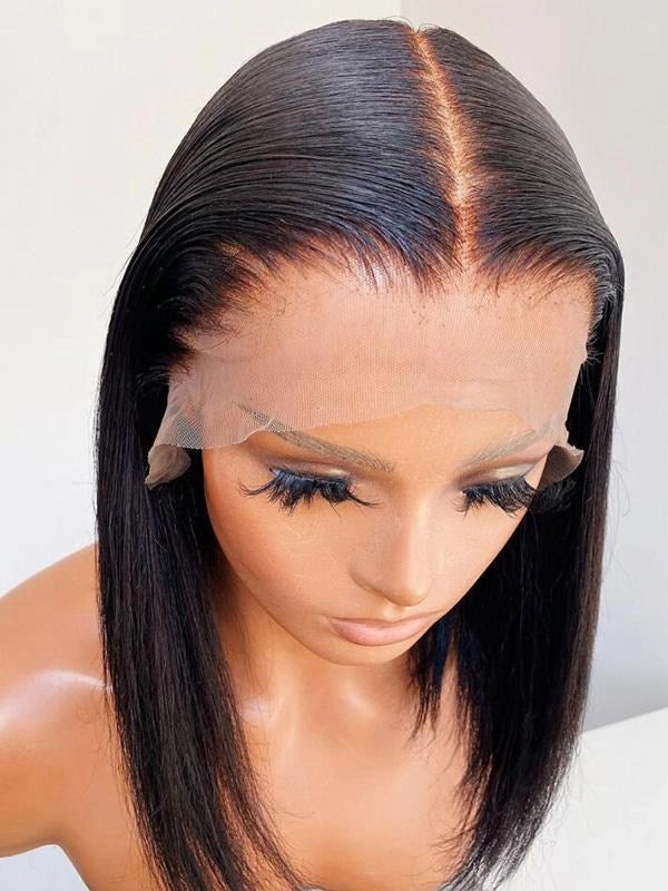Chinalacewig Silky Straight Bob Glueless 13x6 Undetectable HD Lace Front Wigs NCF61