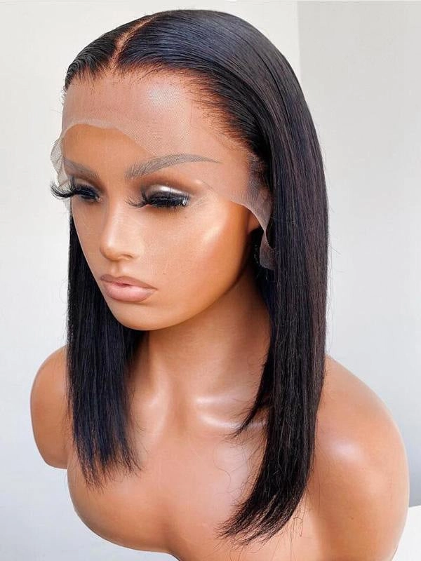 Chinalacewig Silky Straight Bob Glueless 13x6 Undetectable HD Lace Front Wigs NCF61