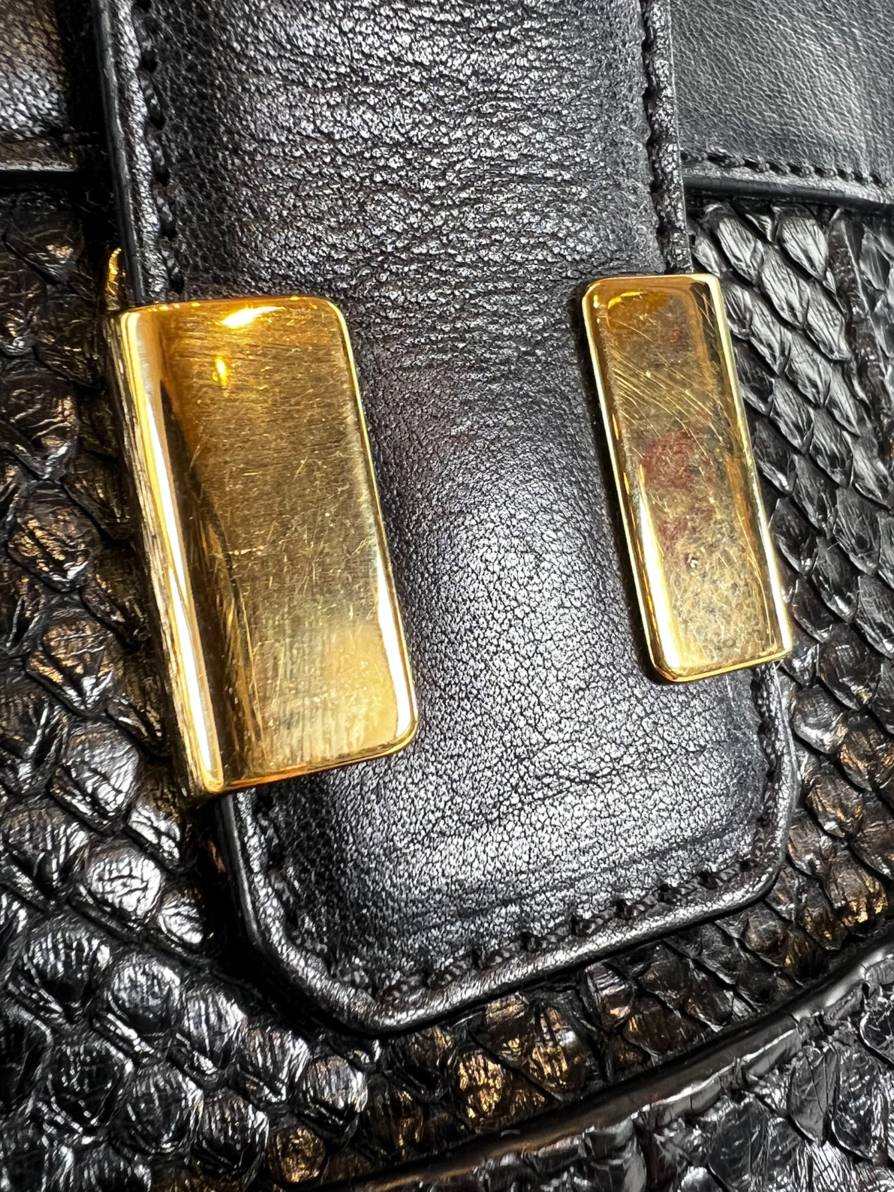 Chloe Black Leather & Python Alice Tote