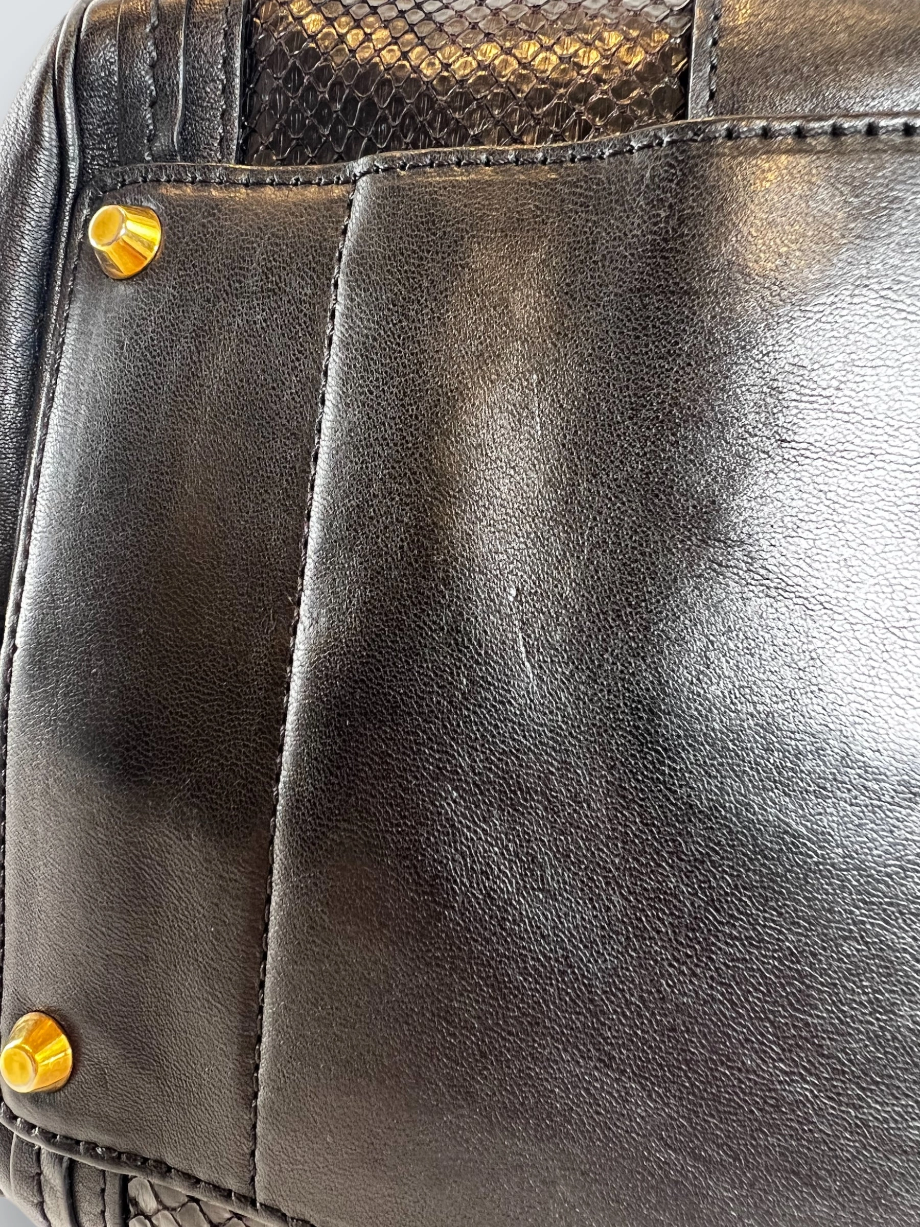 Chloe Black Leather & Python Alice Tote