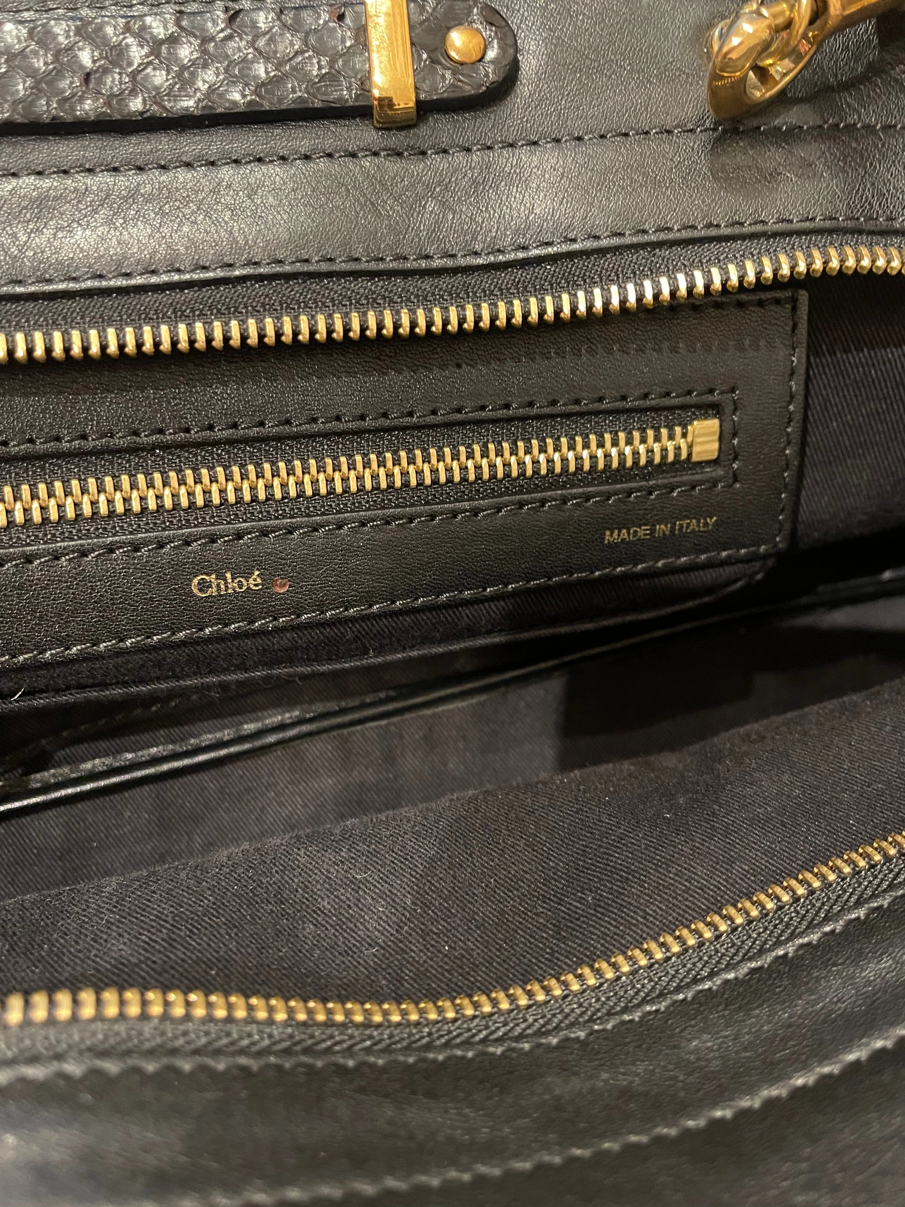 Chloe Black Leather & Python Alice Tote
