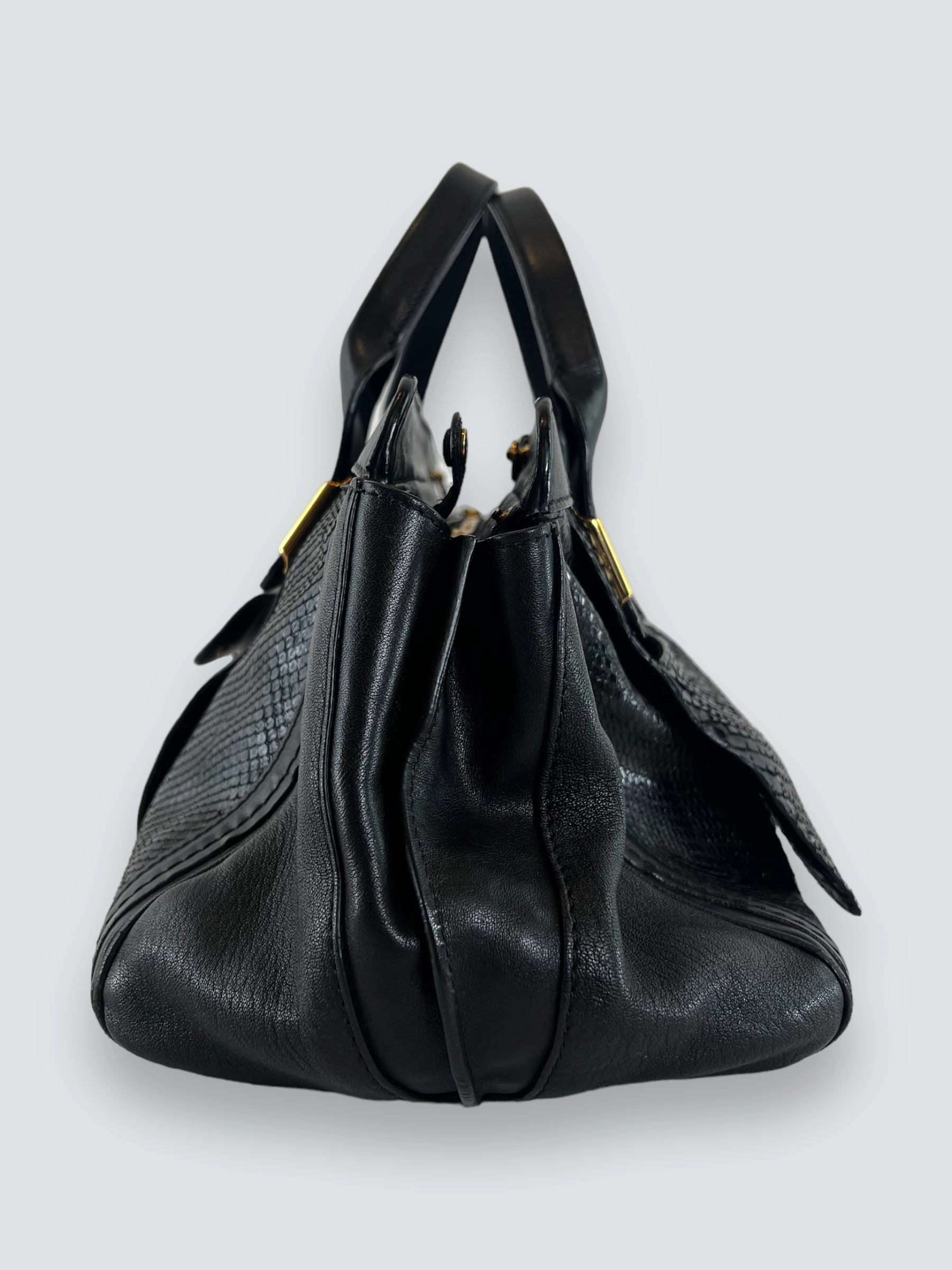 Chloe Black Leather & Python Alice Tote