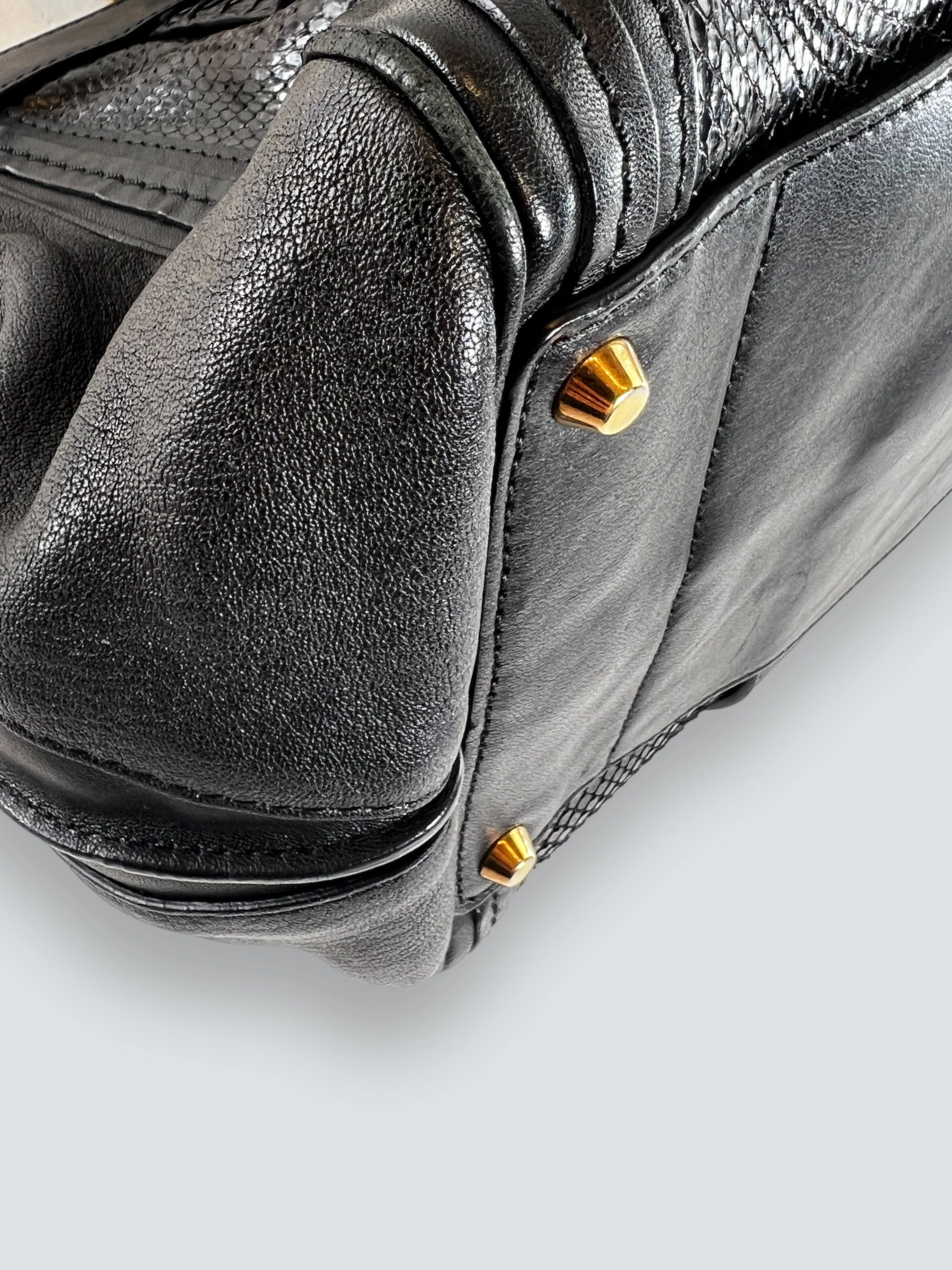 Chloe Black Leather & Python Alice Tote