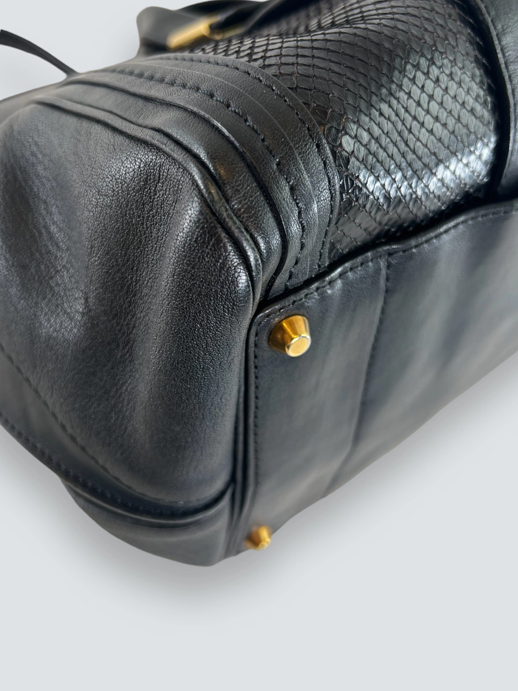 Chloe Black Leather & Python Alice Tote