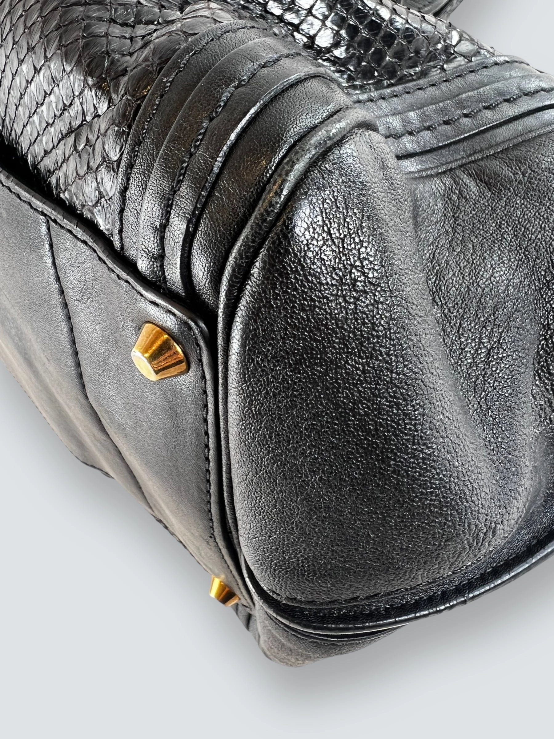 Chloe Black Leather & Python Alice Tote