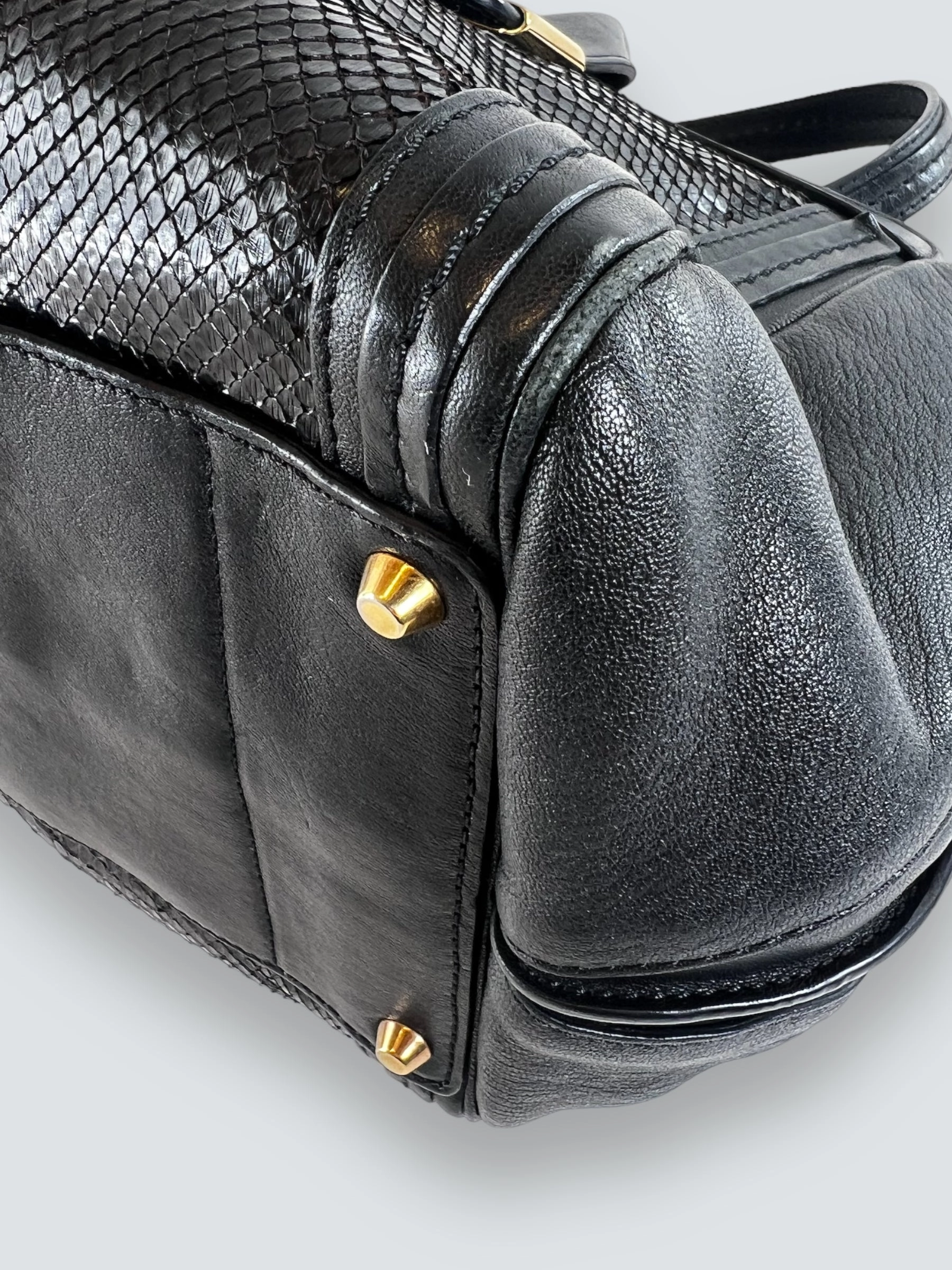 Chloe Black Leather & Python Alice Tote