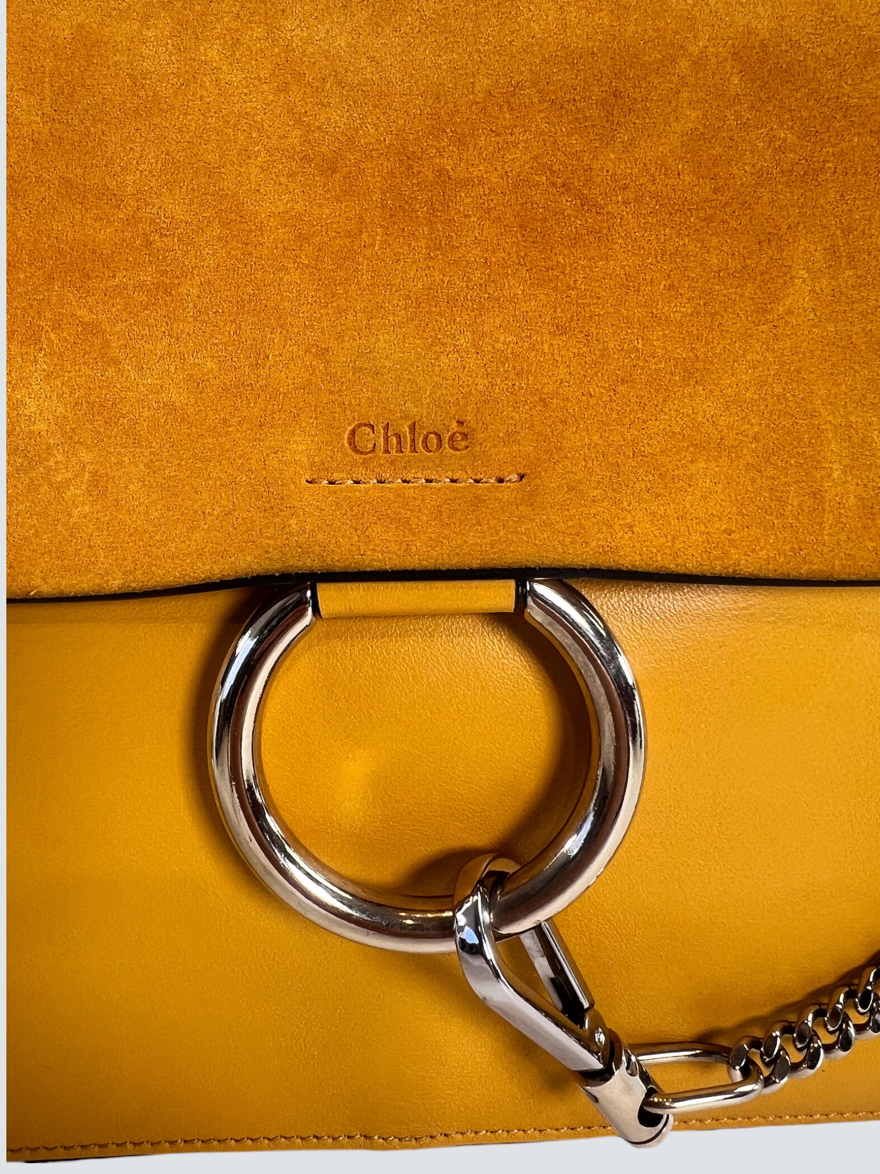 Chloe Mustard Suede & Leather Faye Crossbody