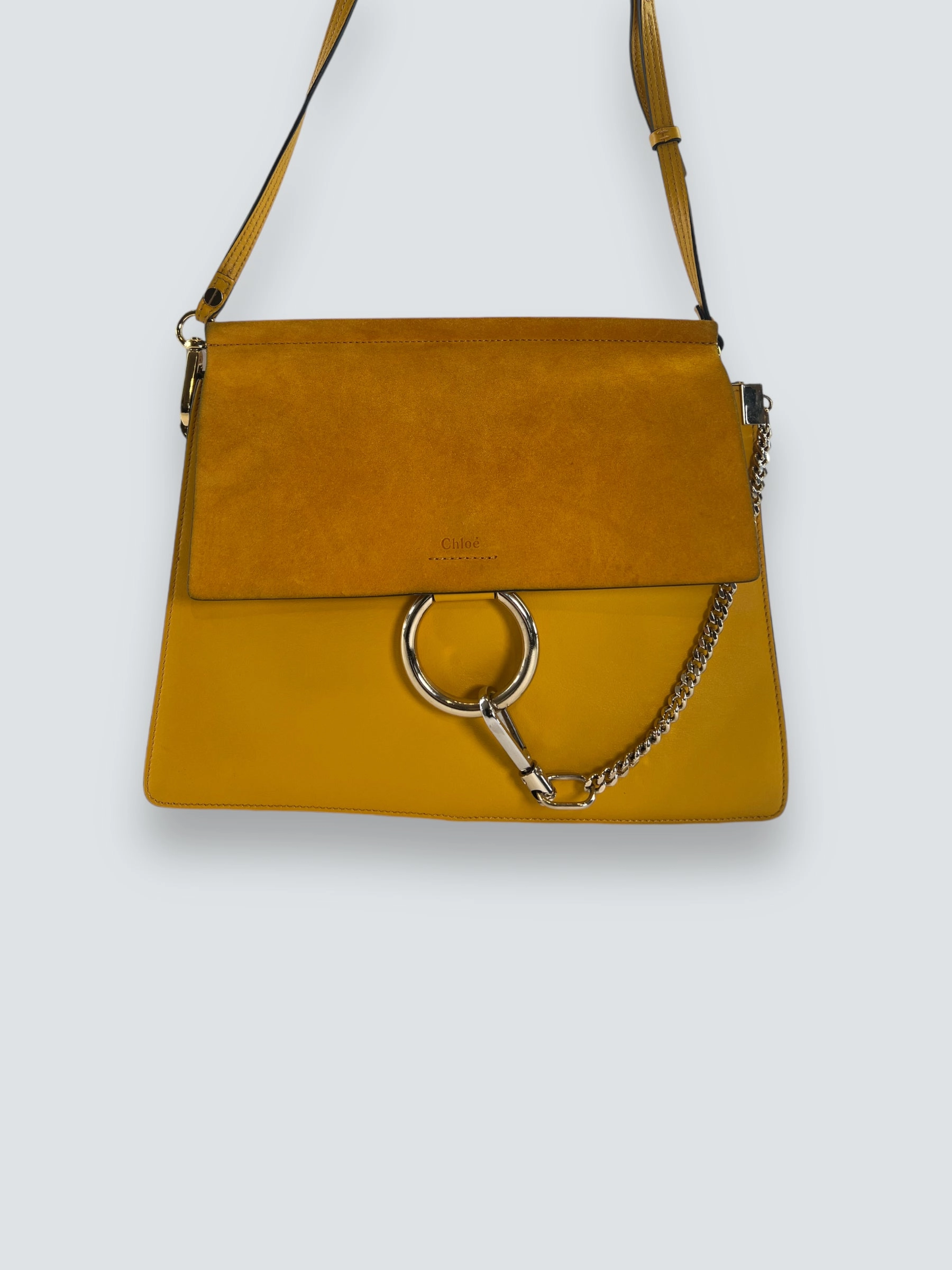 Chloe Mustard Suede & Leather Faye Crossbody