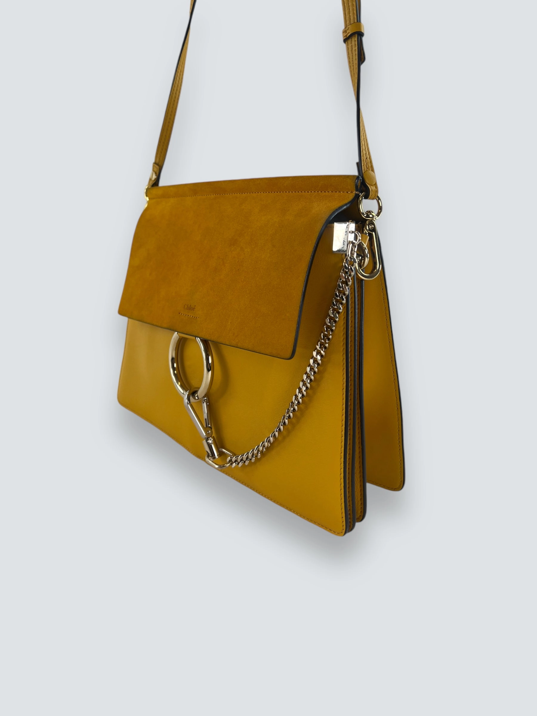 Chloe Mustard Suede & Leather Faye Crossbody