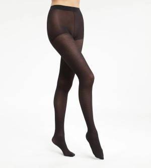 Collant transparent femme à motifs losanges Noir Dim Style