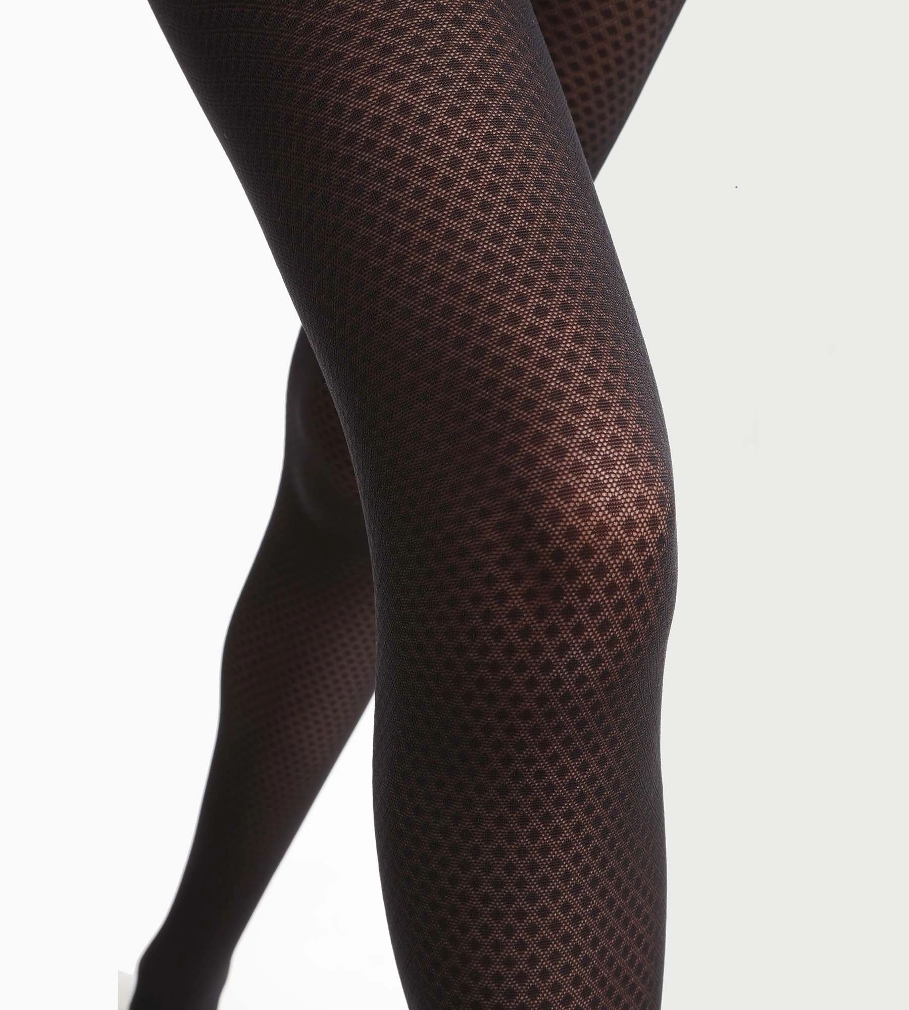 Collant transparent femme à motifs losanges Noir Dim Style
