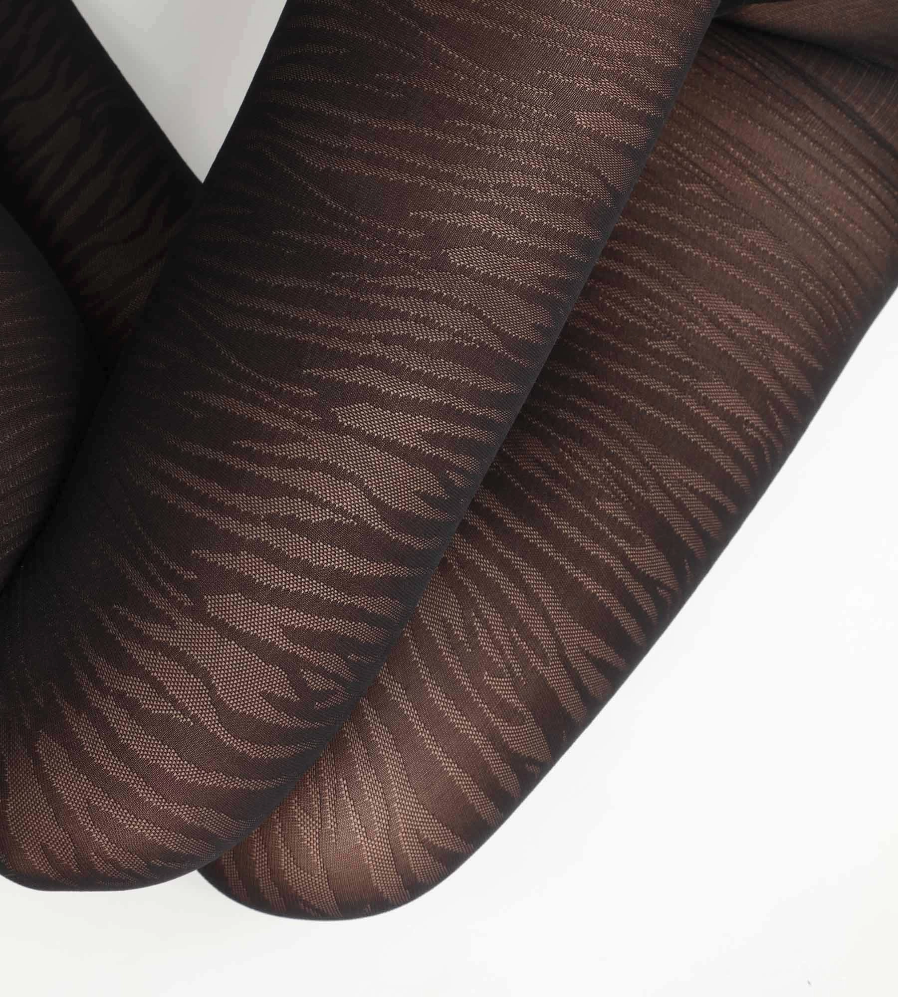 Collant transparent pour femme Noir à motif zèbre Dim Style